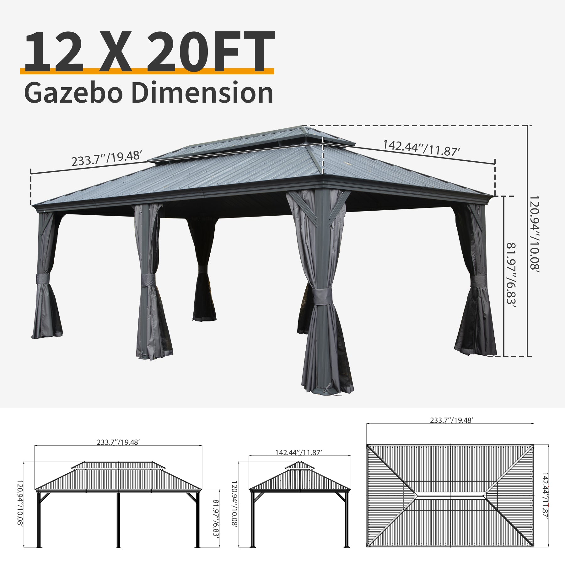 12' X 20' Hardtop Gazebo