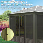 12x14FT Outdoor Sunroom, Galvanized Steel Hardtop Gazebo