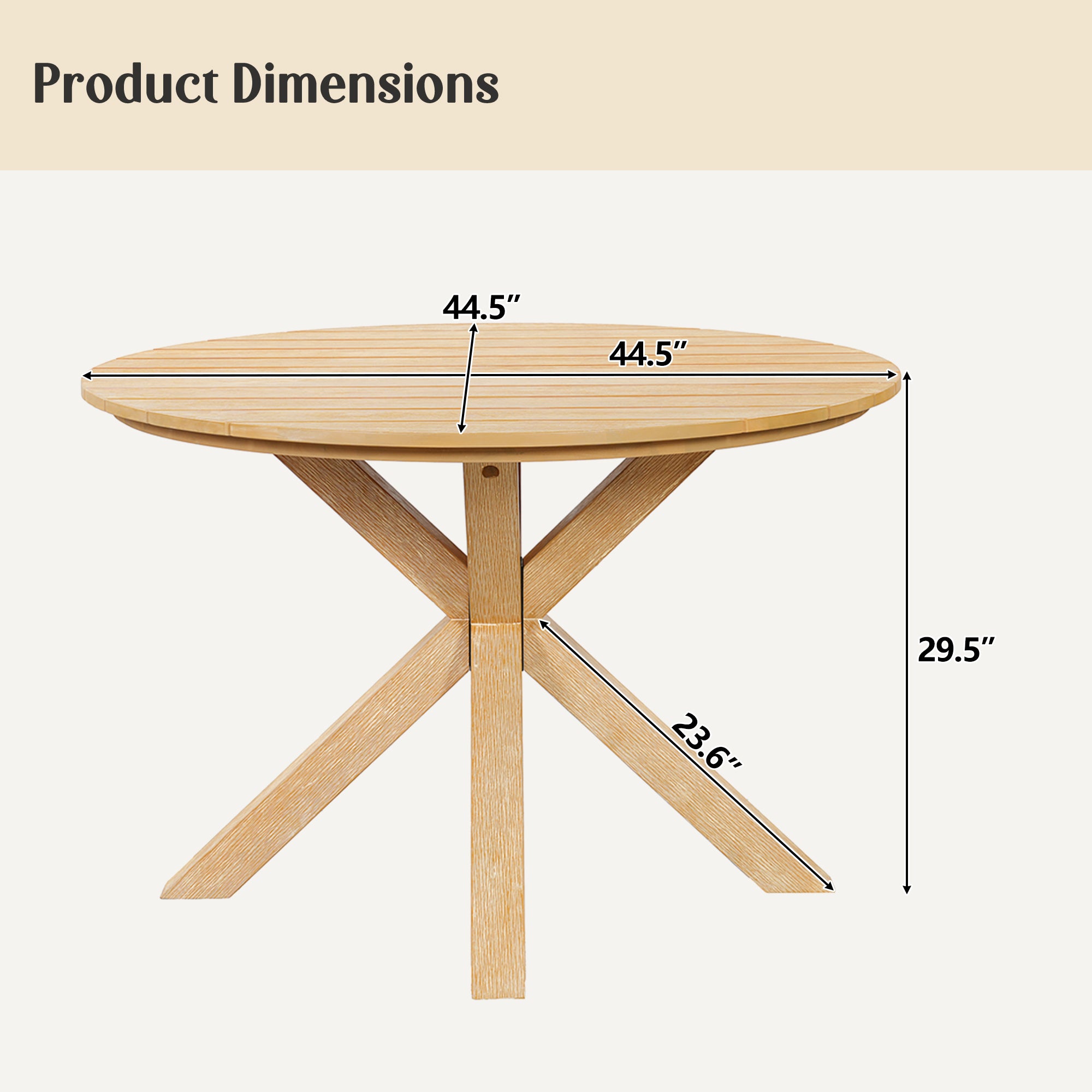 44.5 Inch Round Outdoor Dining Table