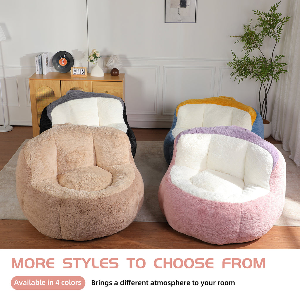 Oversized Bean Bag Chairs in Multicolor Faux Fur