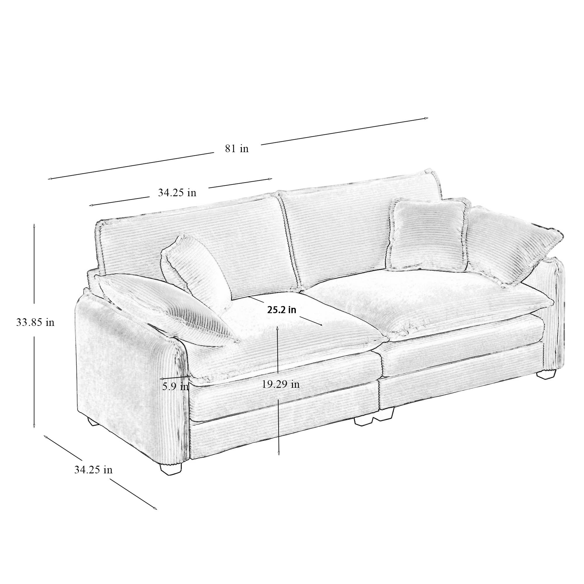 Modern Living Room Sofa 3 Pieces Set
