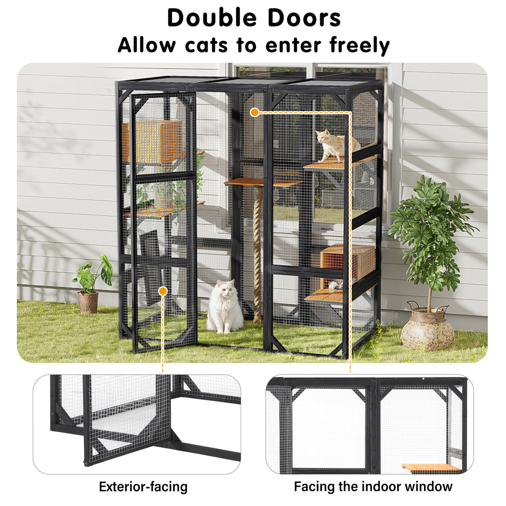 Outdoor Cat House with Double Entry Doors