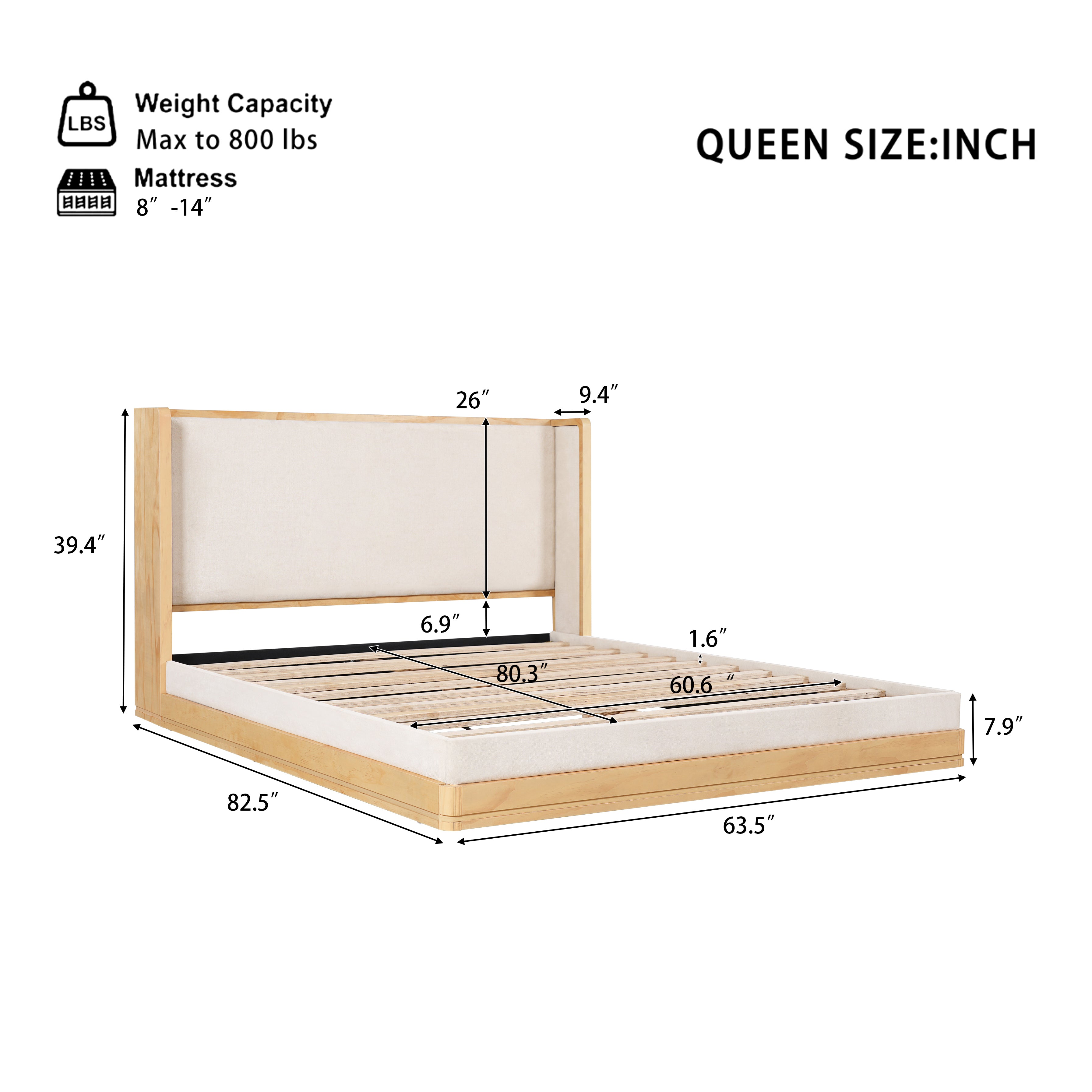 Mid-Century Modern Wood Bed Frame