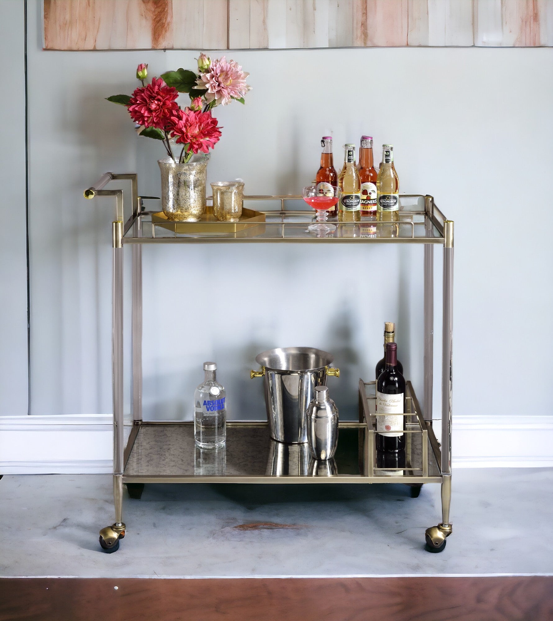 Cirro Antique Mirror & Wire Serving Cart