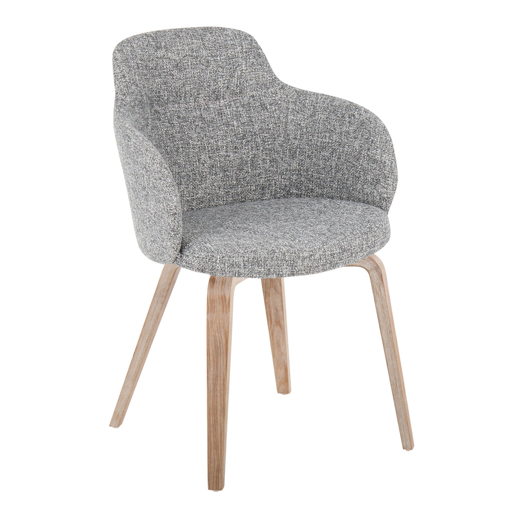 Contemporary Dining Accent Chair in Whitewashed Wood and Dark