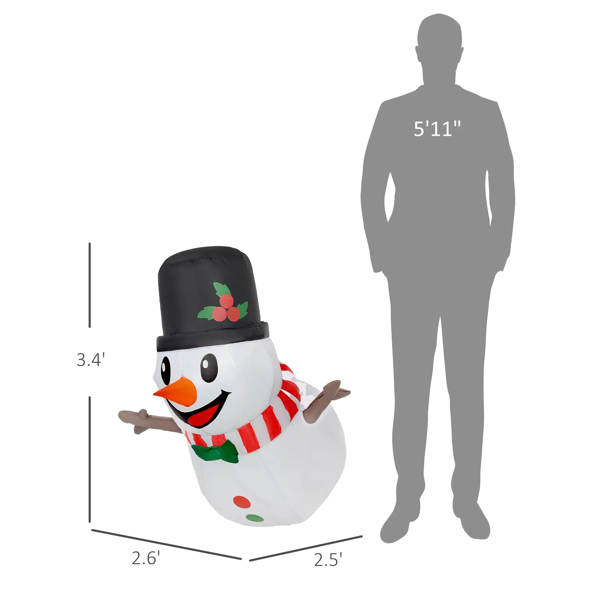 3.4' Blow-Up Outdoor Christmas Display Inflatable Hanging Snowman