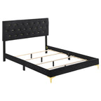 Lexie Black/Gold Diamond Tufted Eastern King Panel Bed