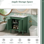30" Luxurious Bathroom Vanity Cabinet with Ceramic Sink Basin