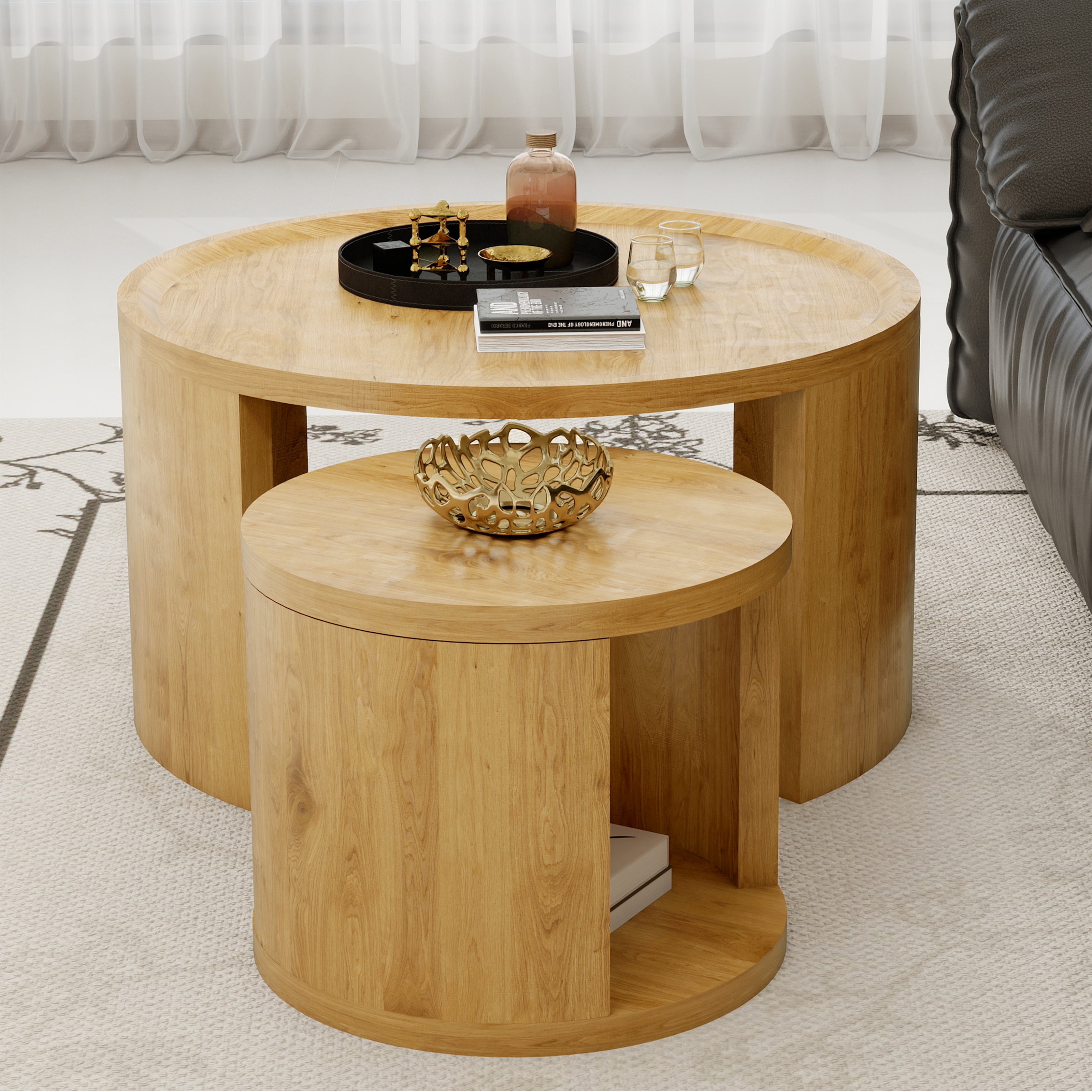 Round Nesting Coffee Table Set of 2