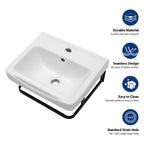 17"x14"x6.25" Wall-Mounted Rectangular Ceramic Bathroom Sink