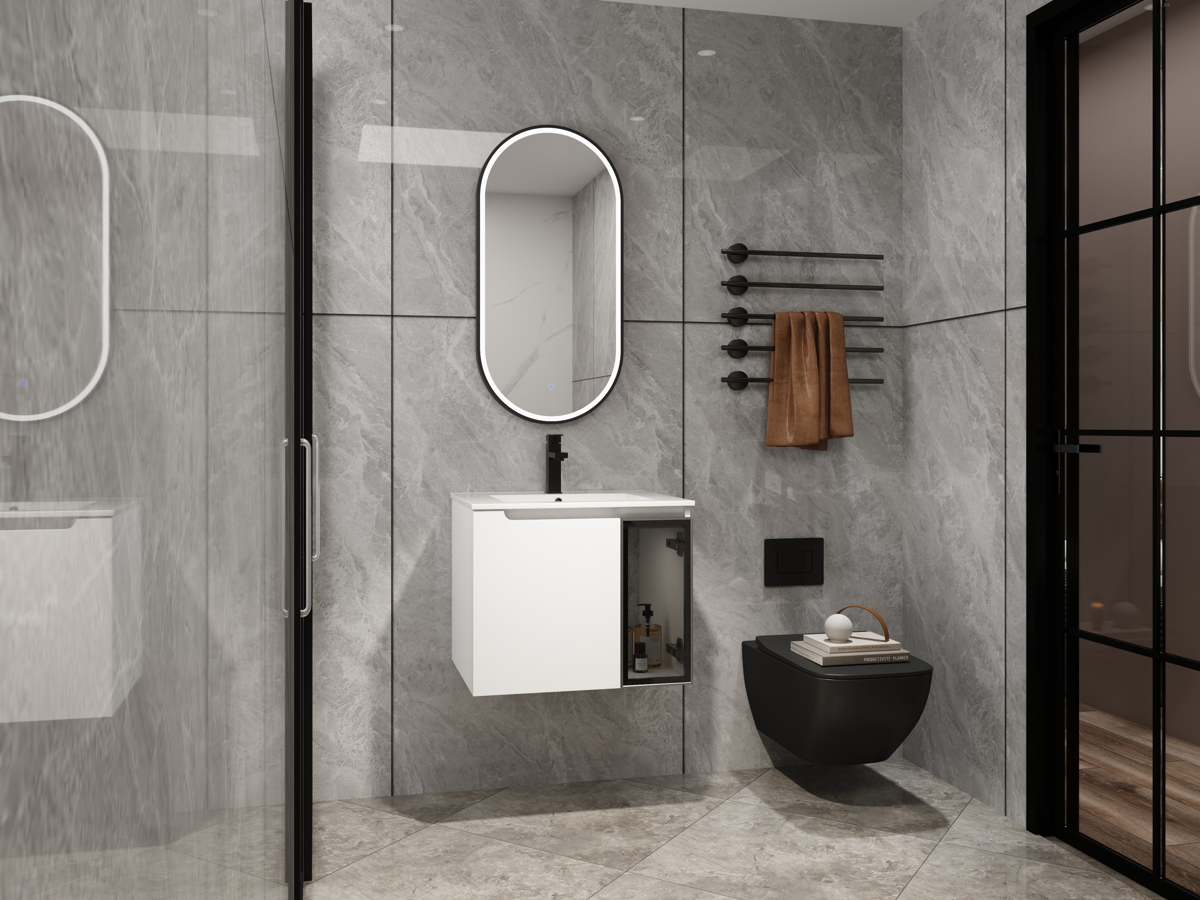 24" Wall-Mounted Bathroom Vanity With Ceramic Sink