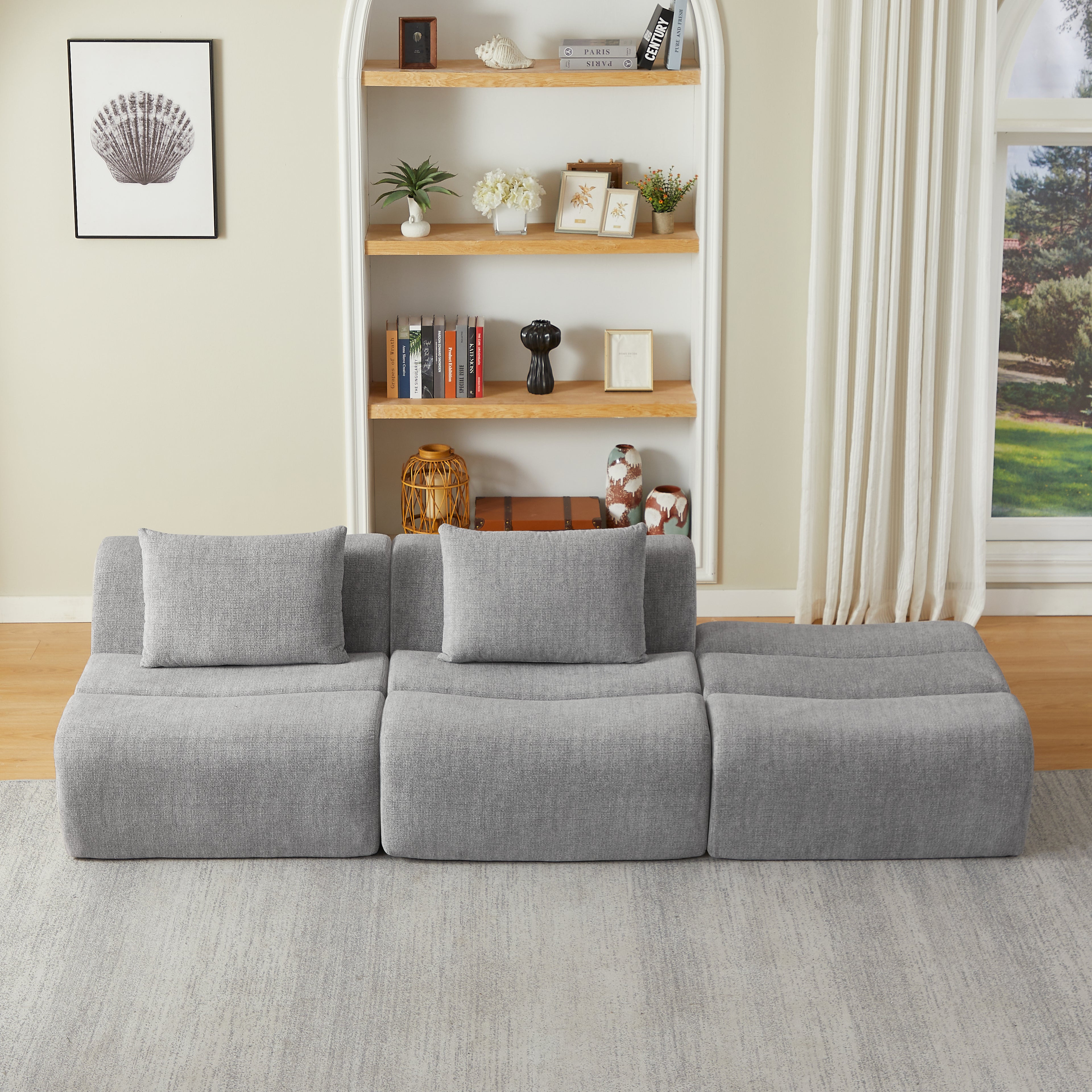 Oversized 3 Seater Compressed Sofa with Chenille Fabric
