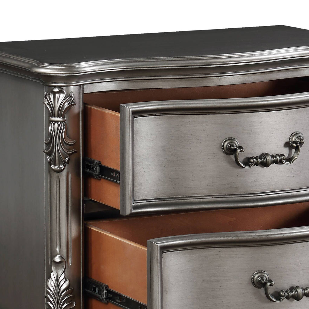 Ariadne Antique Platinum Finish Nightstand