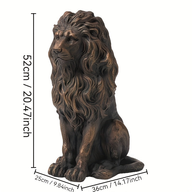 20.5" Lion Statue - Resin Outdoor Guardian Sculpture