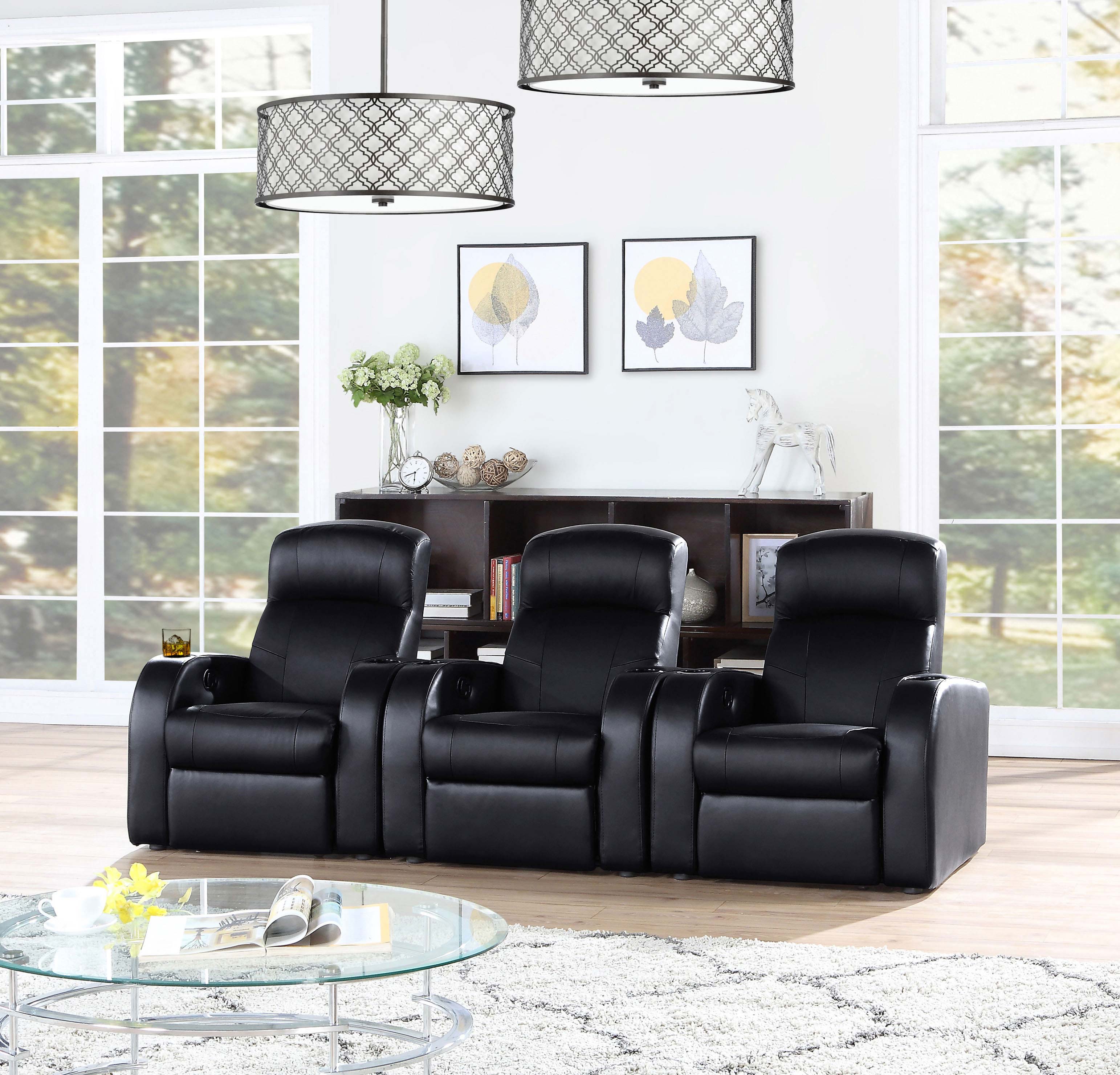 Cyrus Upholstered Track Arm Recliner Black-CoasterEssence