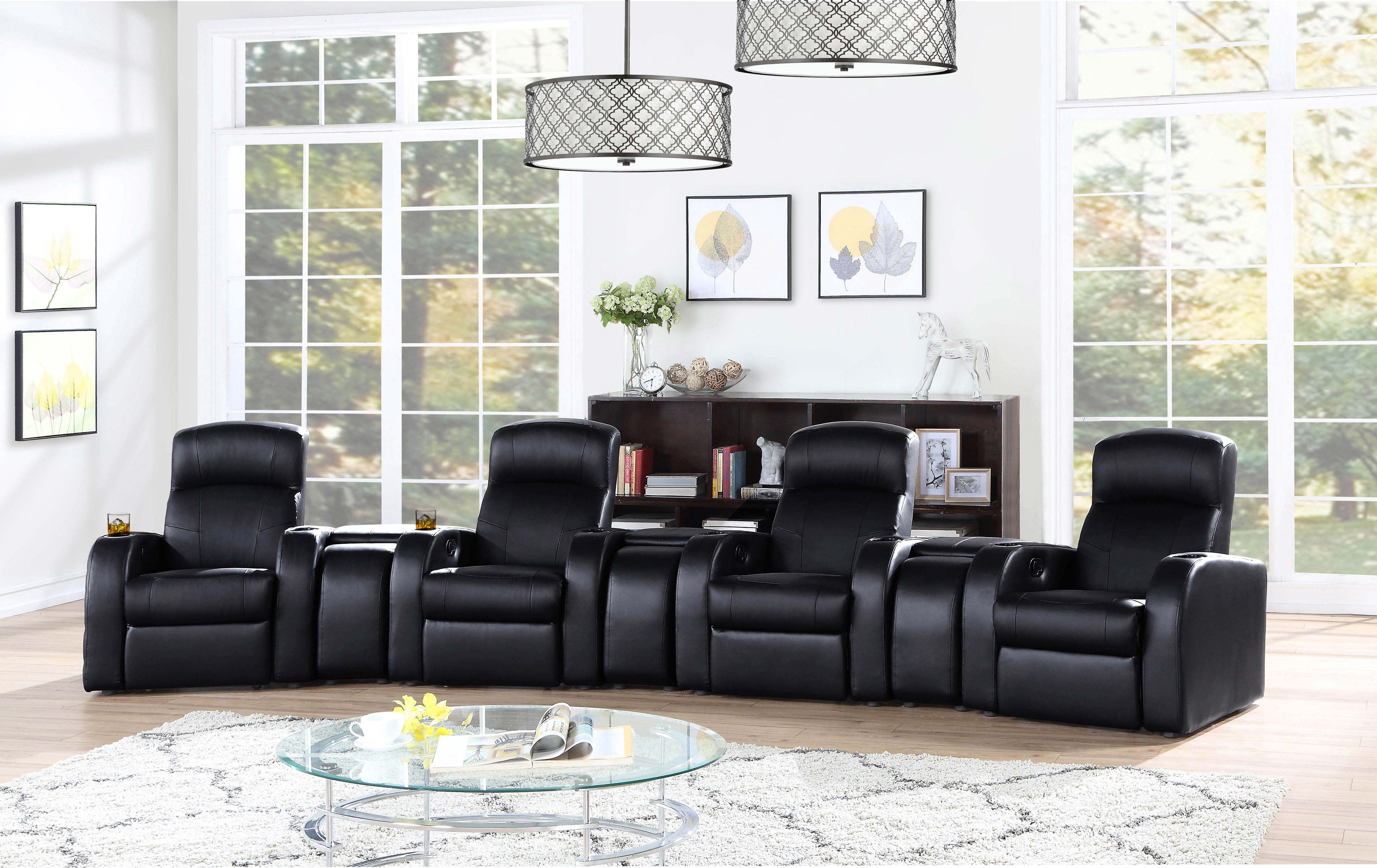 Cyrus Upholstered Track Arm Recliner Black-CoasterEssence