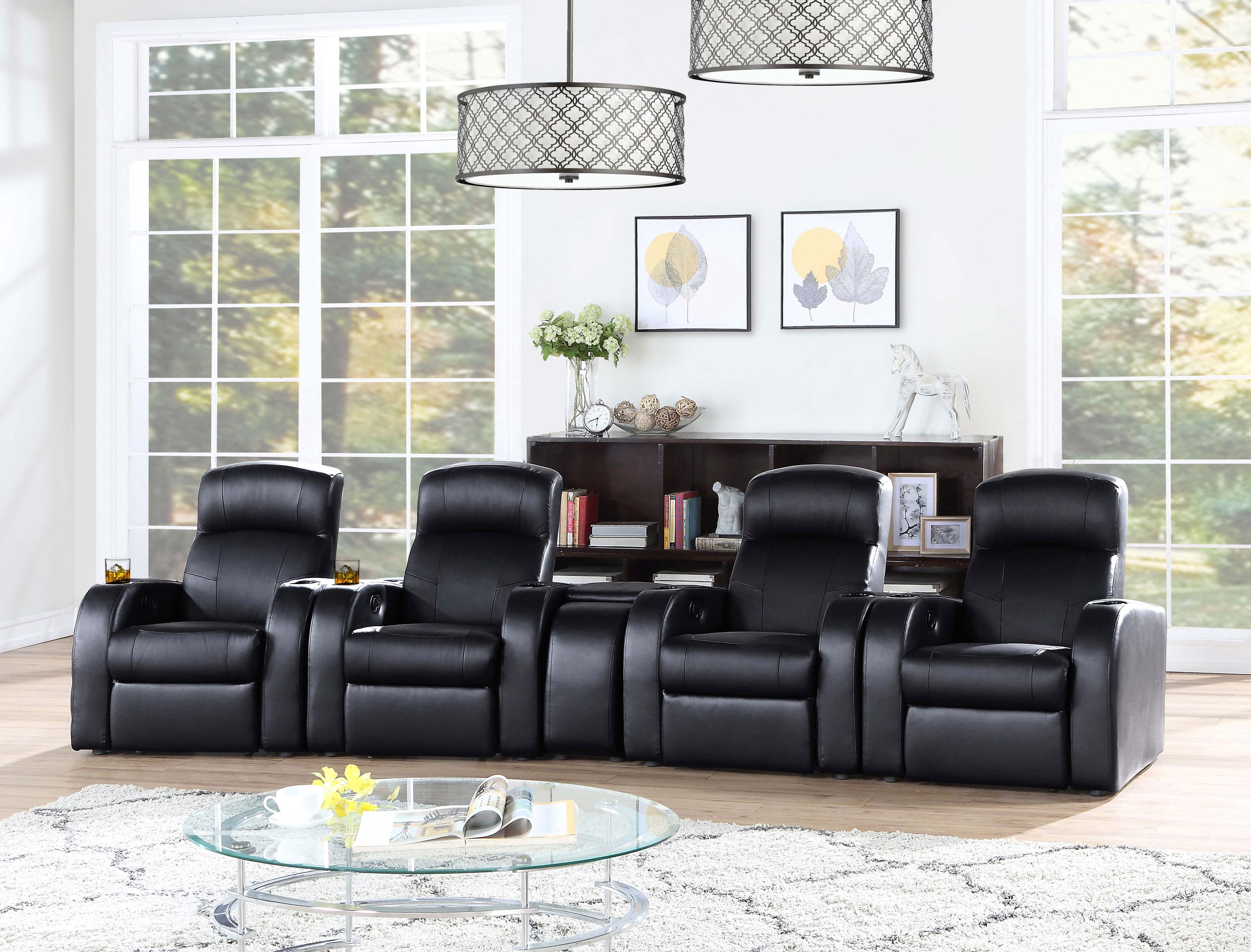 Cyrus Upholstered Track Arm Recliner Black-CoasterEssence