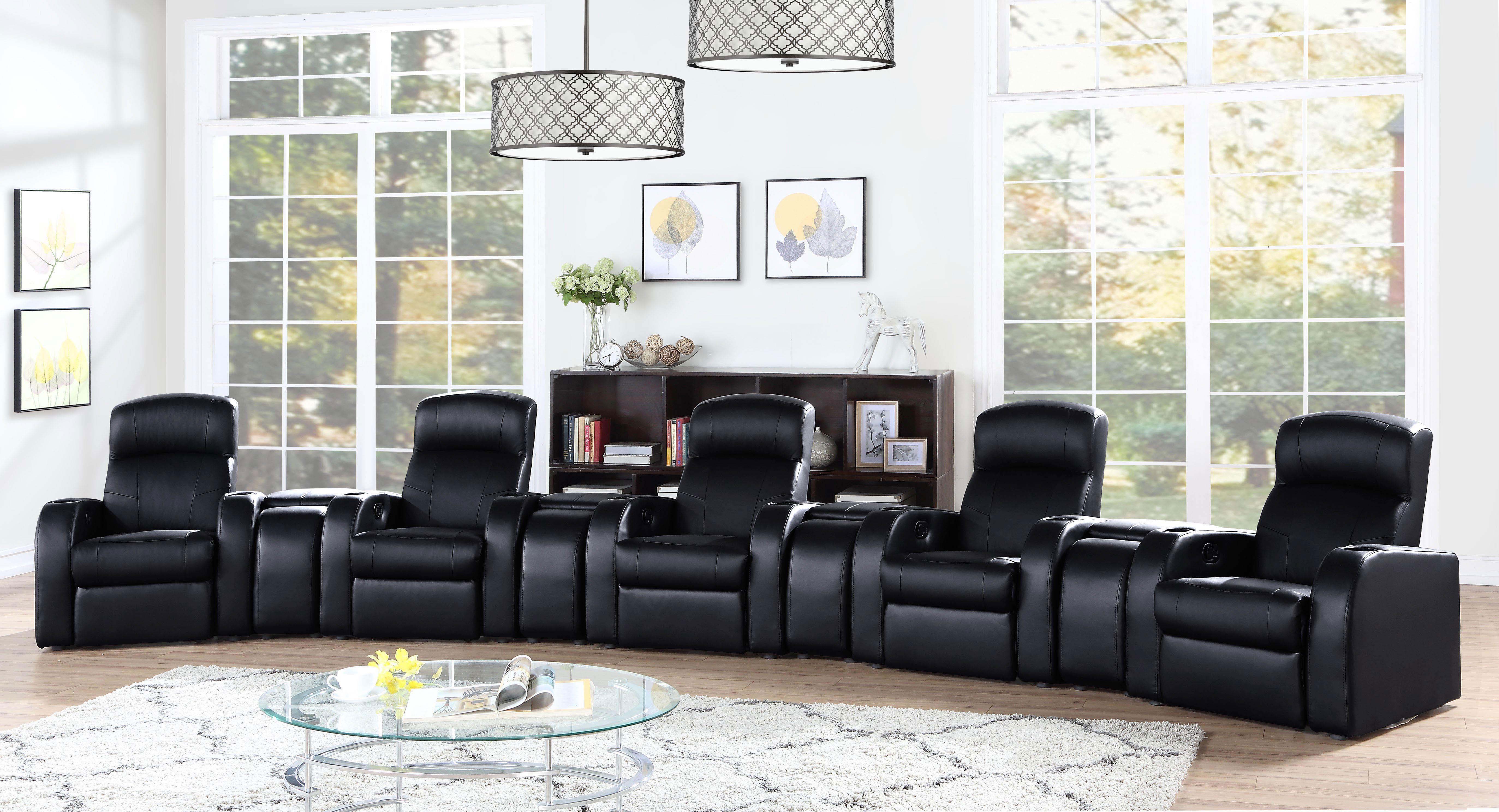 Cyrus Upholstered Track Arm Recliner Black-CoasterEssence