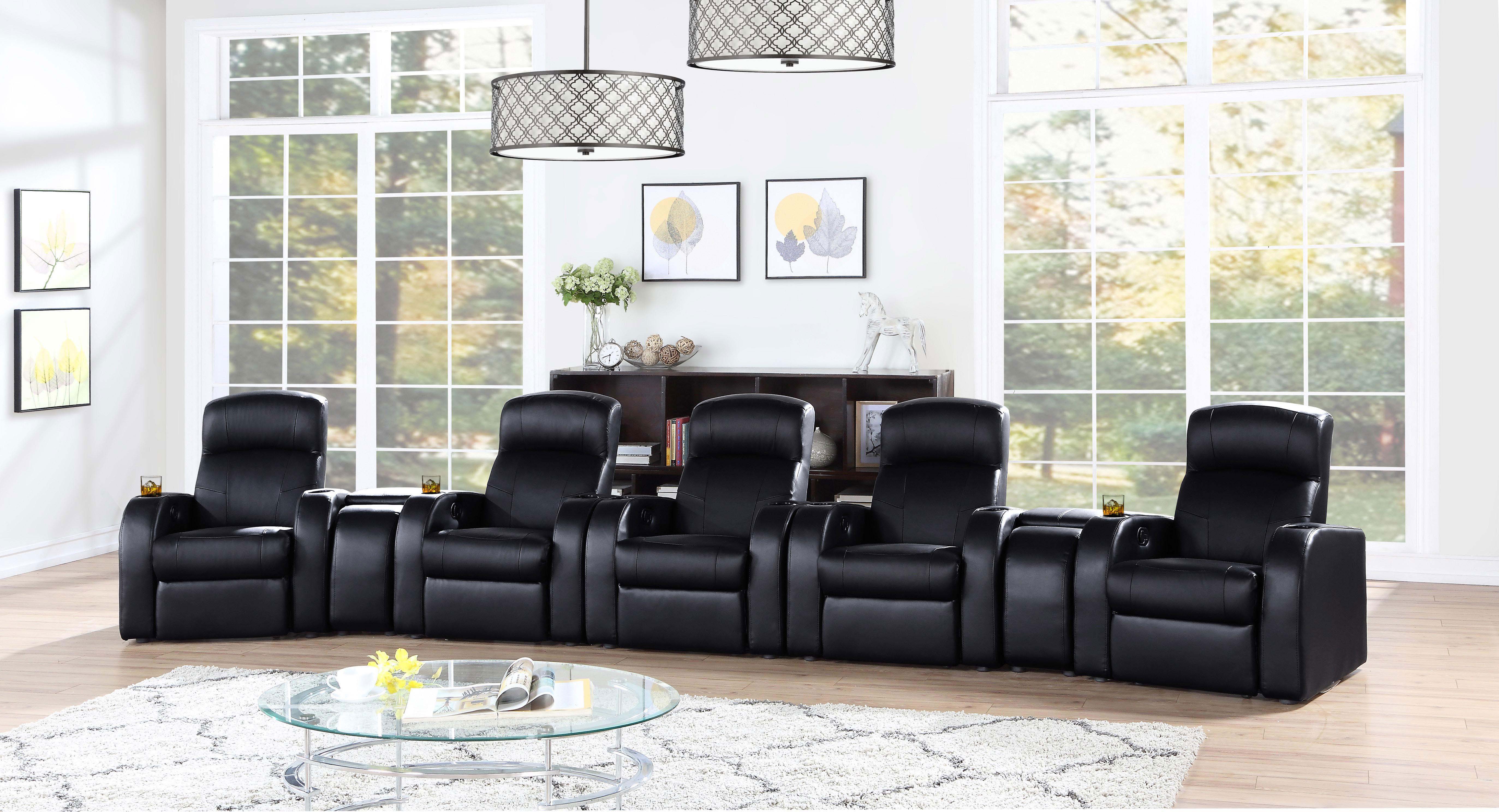 Cyrus Upholstered Track Arm Recliner Black-CoasterEssence
