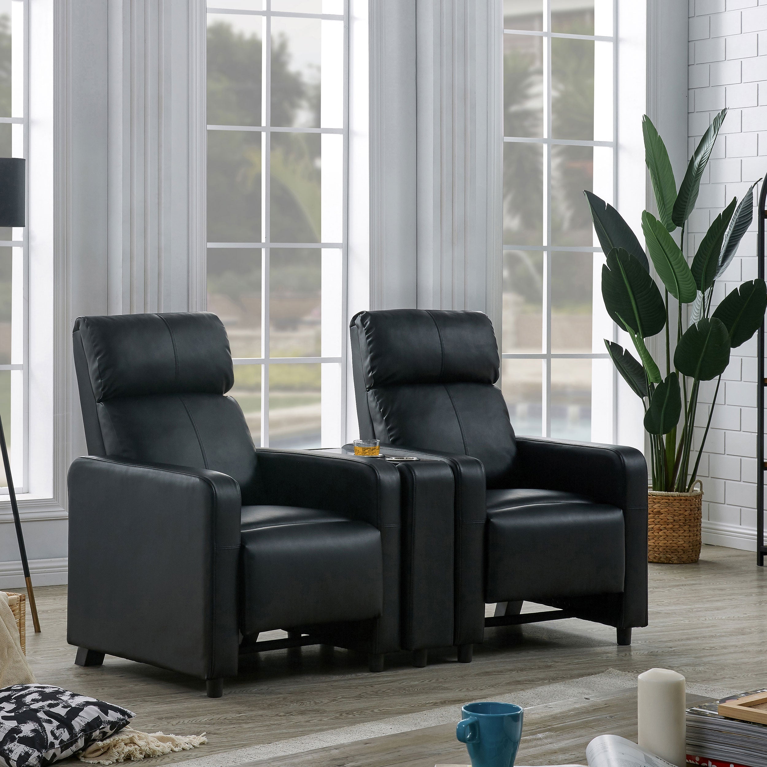 Toohey Upholstered Home Theater Push Back Recliner Black-CoasterEveryday