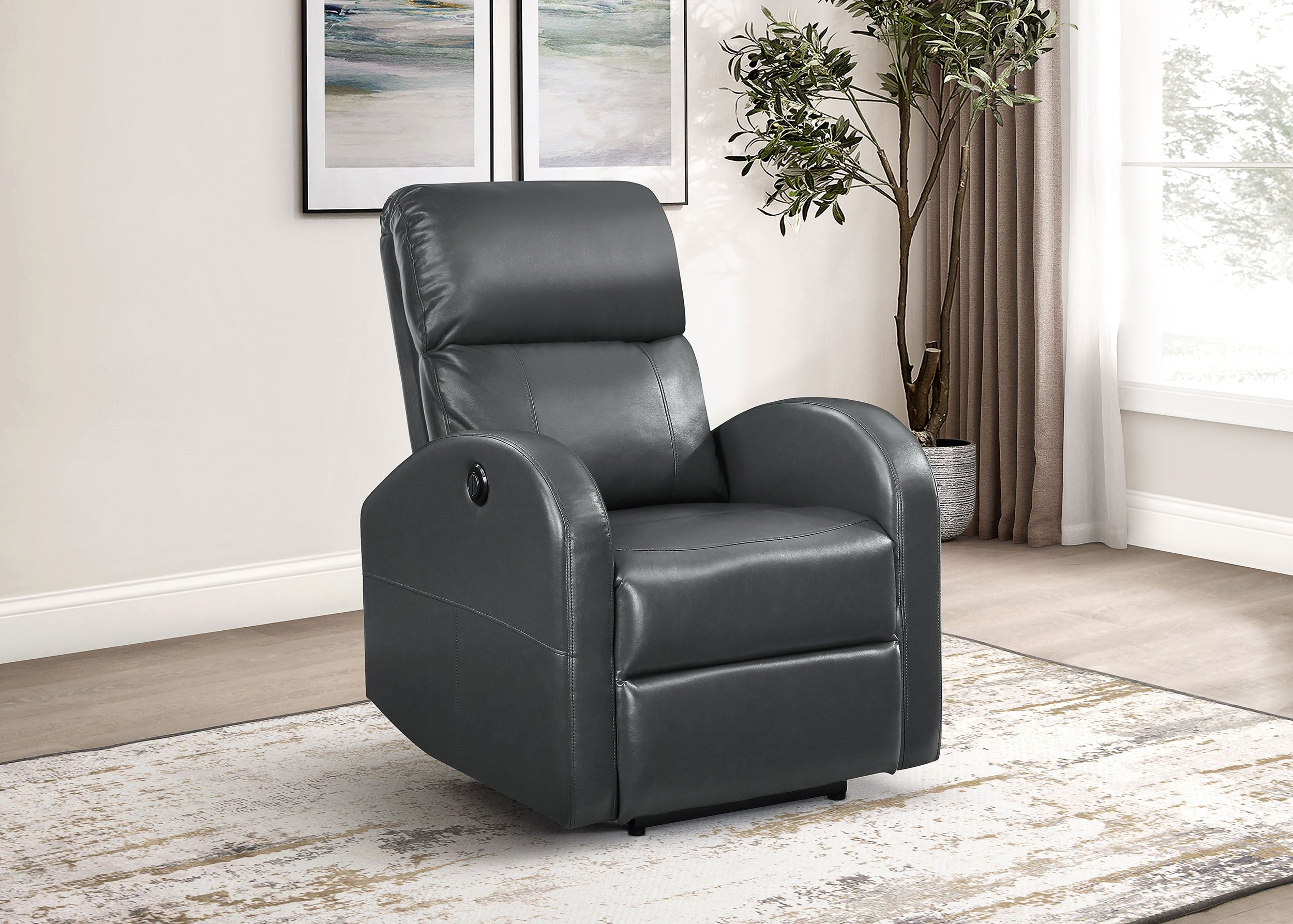 Grant Upholstered Power Recliner Chair Grey-
