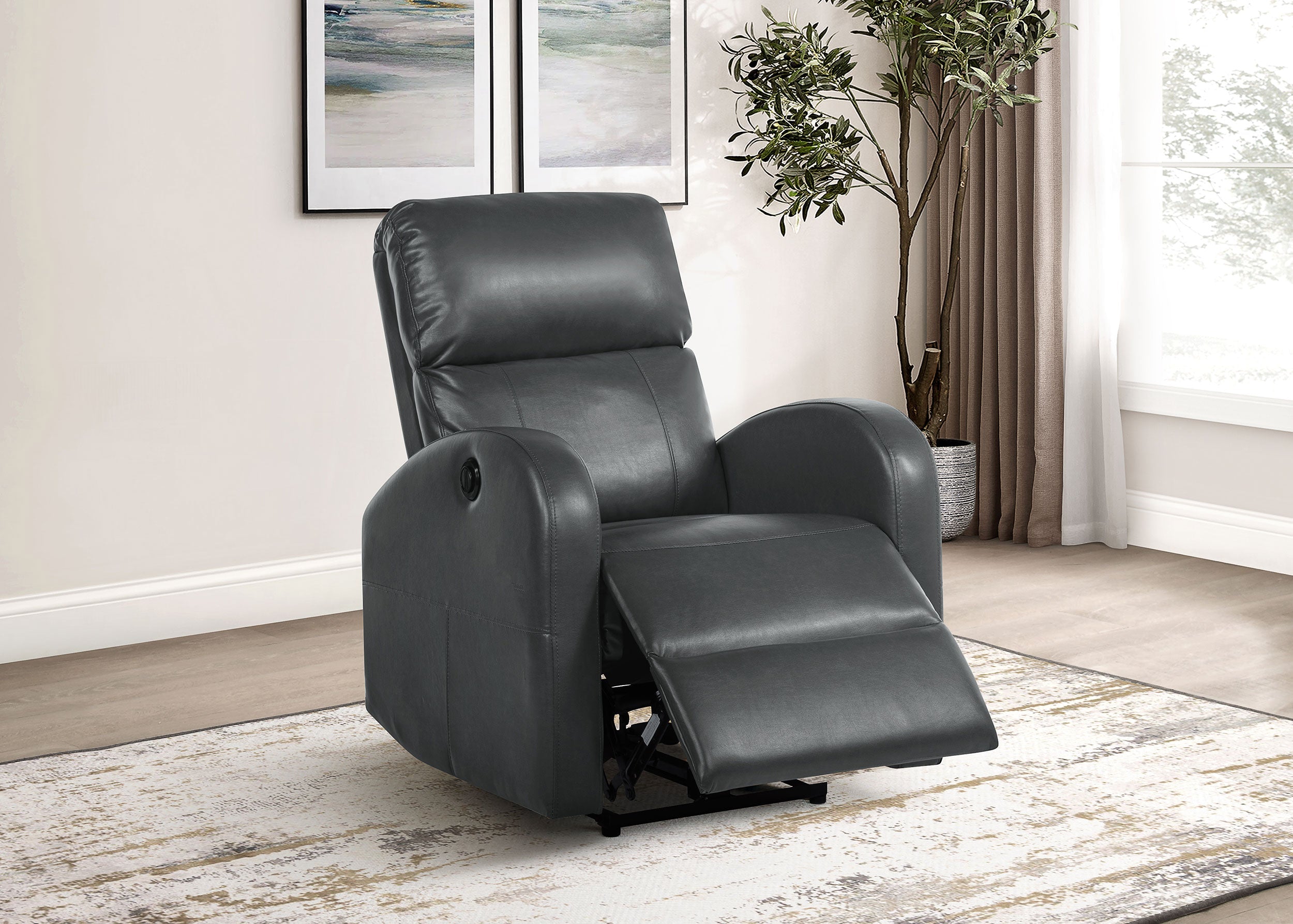 Grant Upholstered Power Recliner Chair Grey-