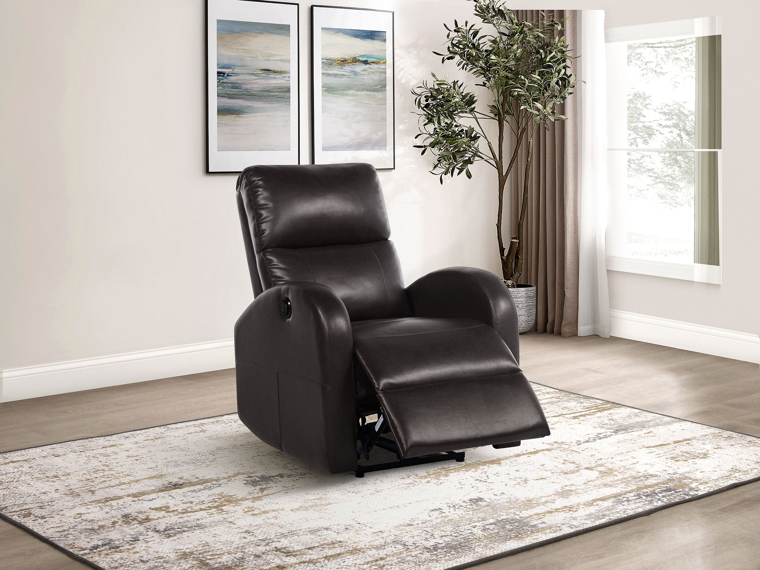 Grant Upholstered Power Recliner Chair Brown-