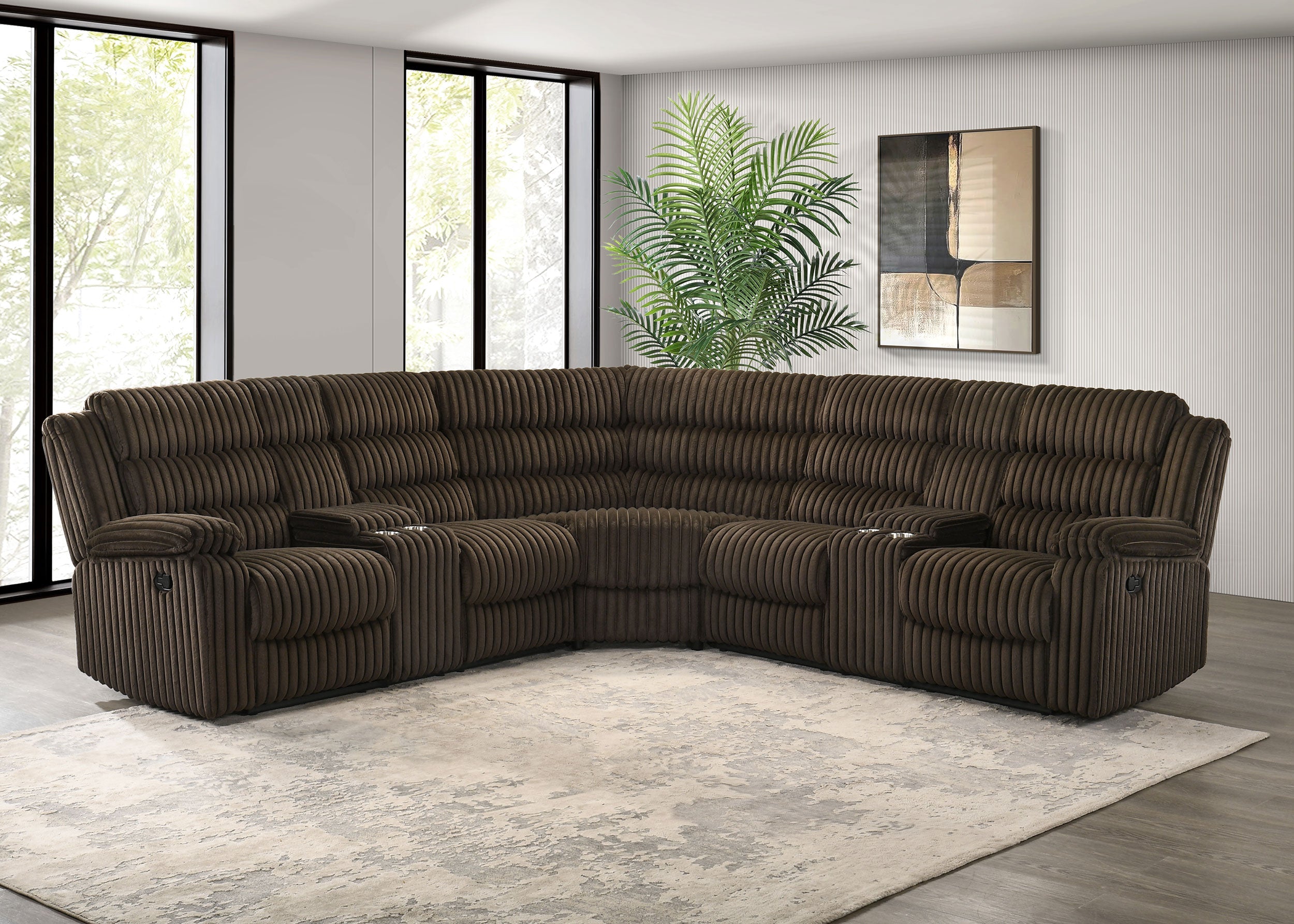 Atkinson Upholstered Reclining Sectional Sofa Chocolate-