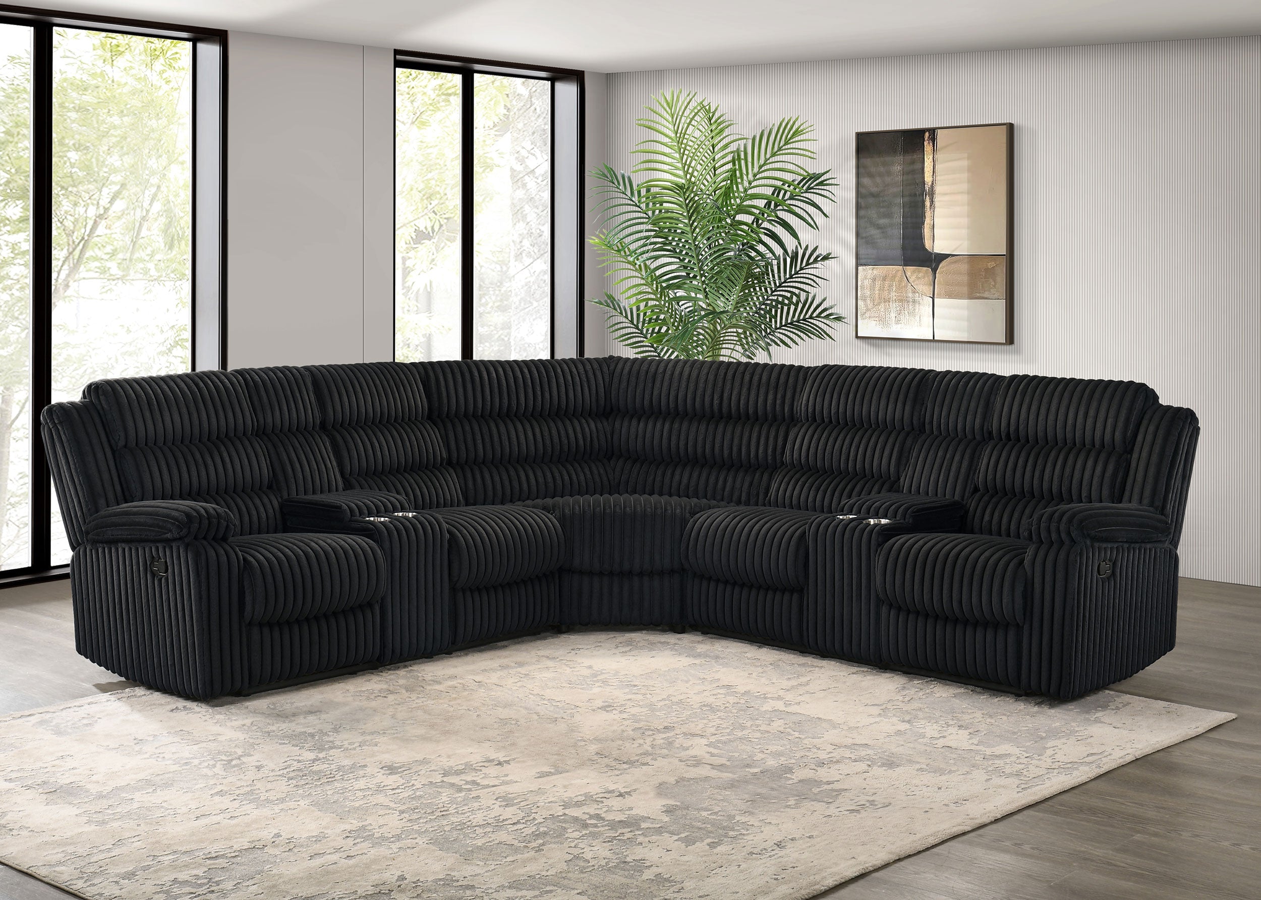Atkinson Upholstered Reclining Sectional Sofa Black-