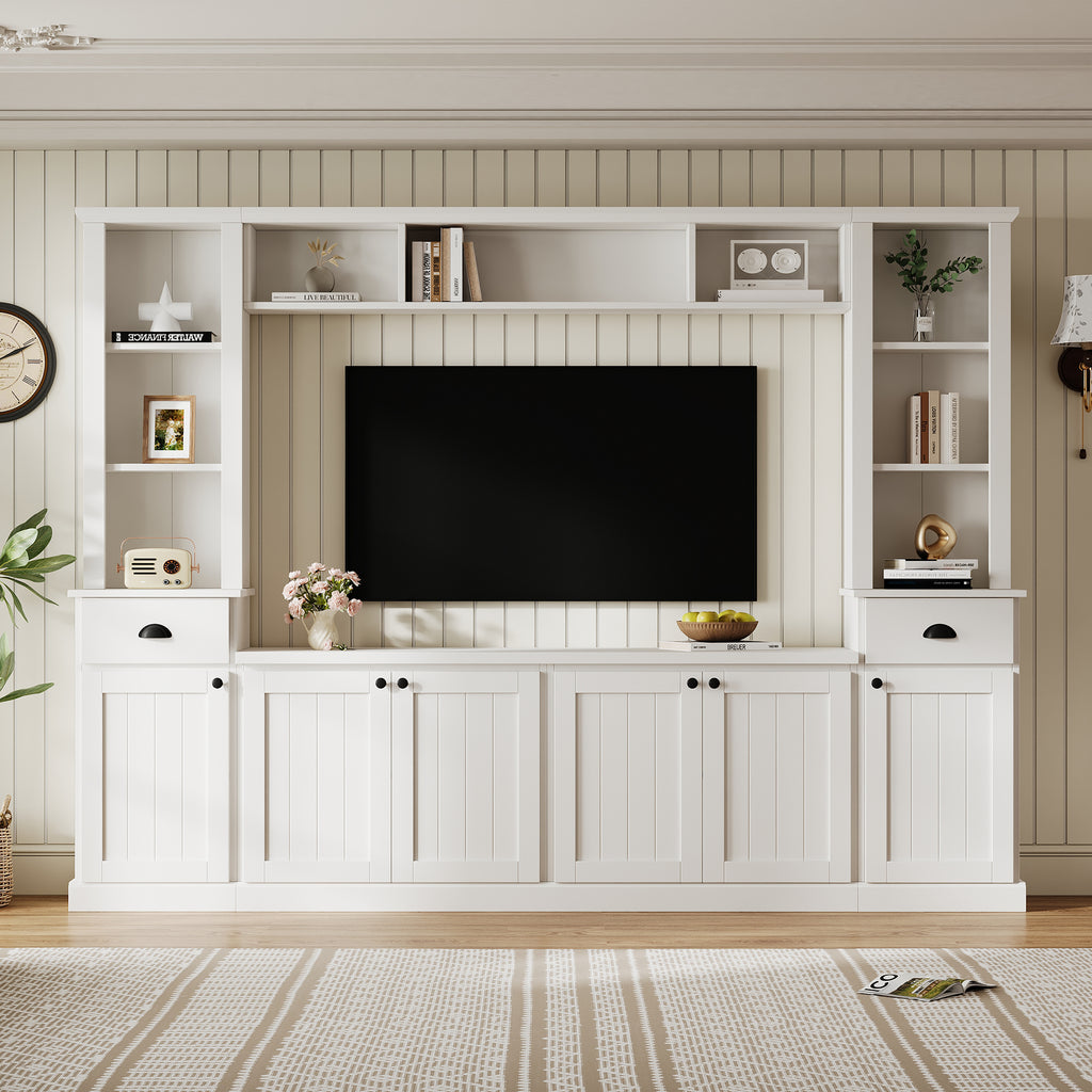 Minimalist Entertainment Wall Unit Set with Bridge for TVs Up to 75''