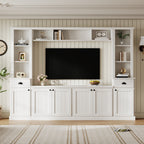 Minimalist Entertainment Wall Unit Set with Bridge for TVs Up to 75''