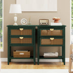 2 Drawer Side Table in Natural Rattan