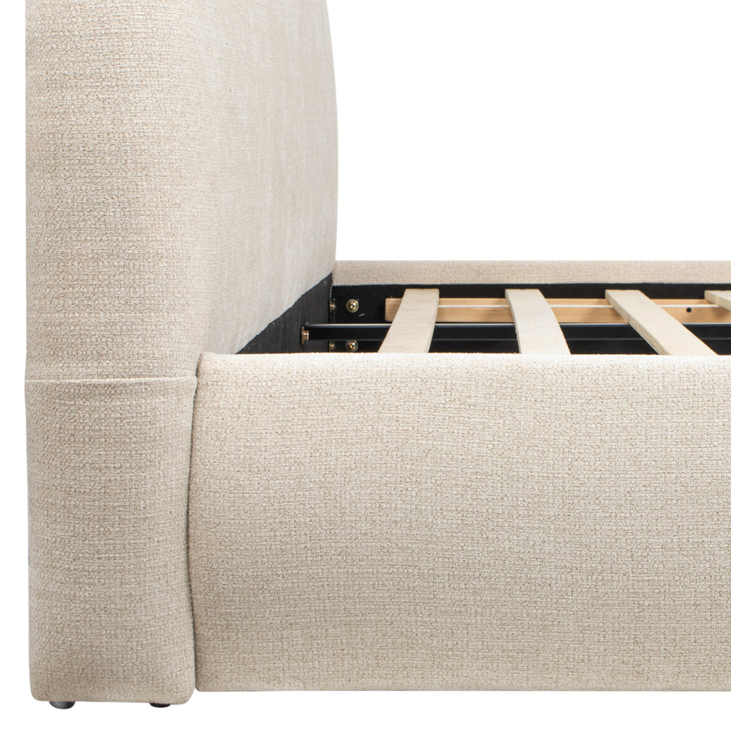 Archie Puffy Grounded Upholstered Platform Bed - Oatmeal Light