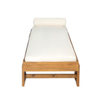Teak Finish Acacia Wood Daybed with Cream Cushion