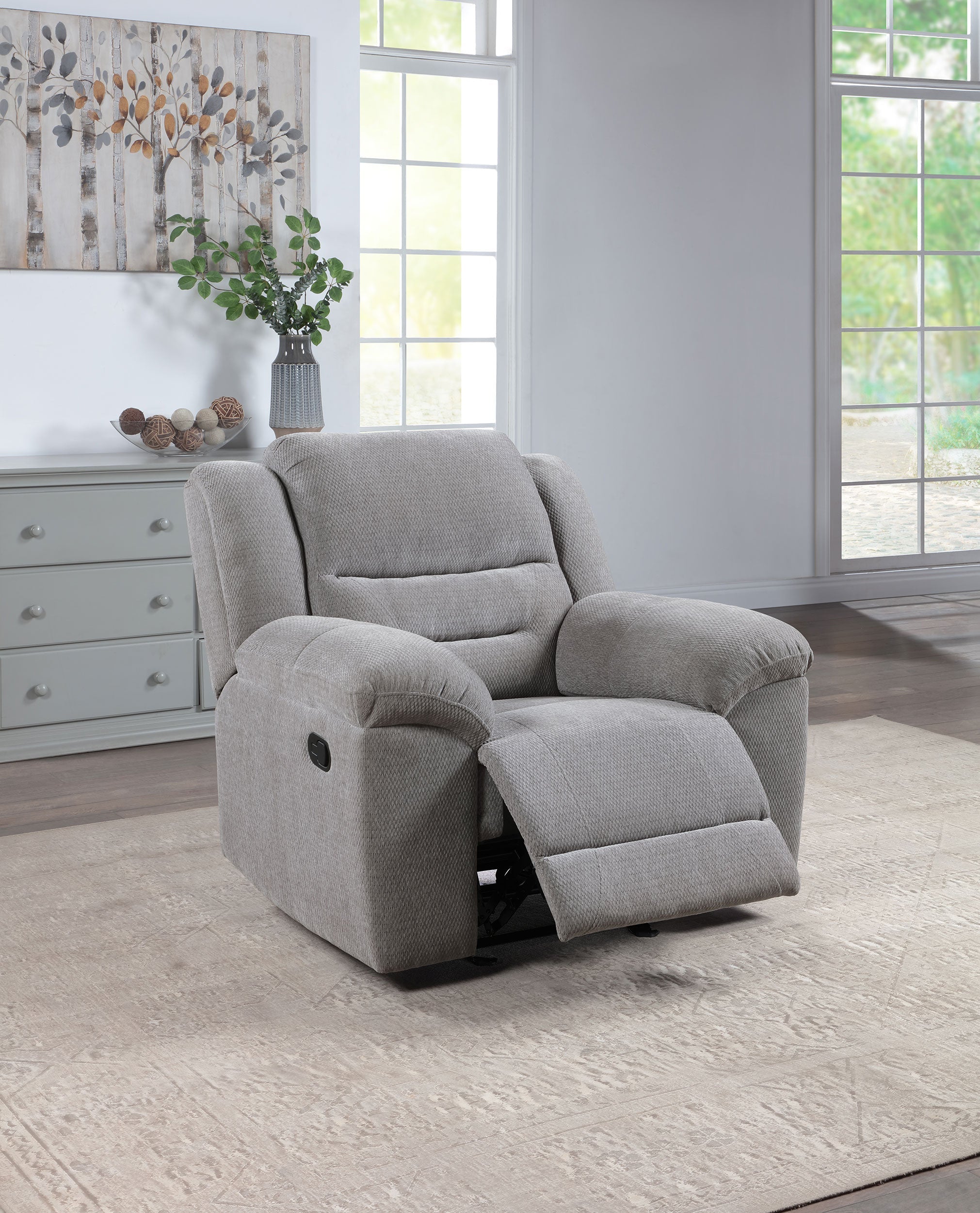 Gilson Chenille Upholstered Glider Recliner Chair Grey-
