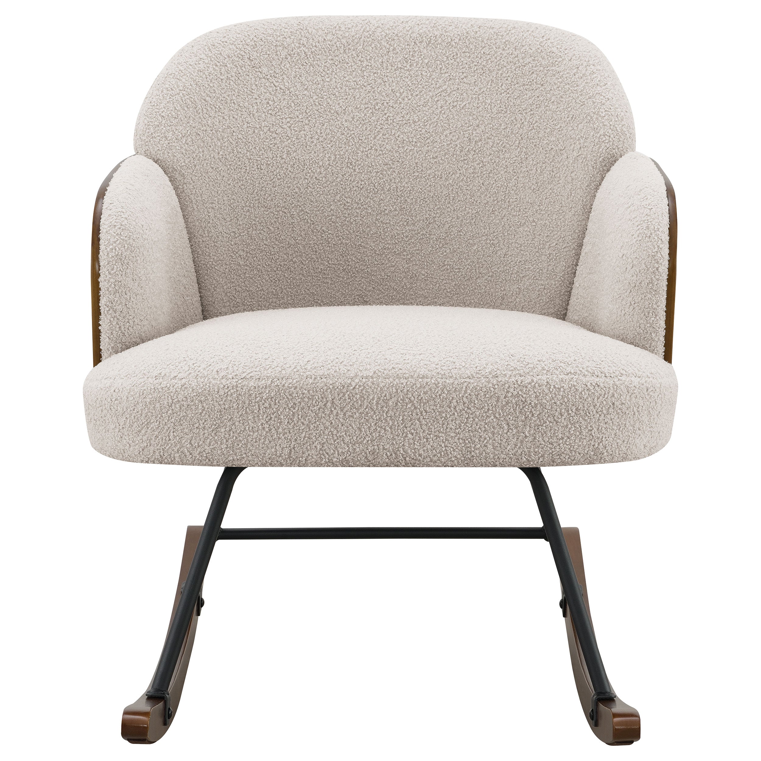 Paige Boucle Upholstered Mid Back Rocking Chair Beige-