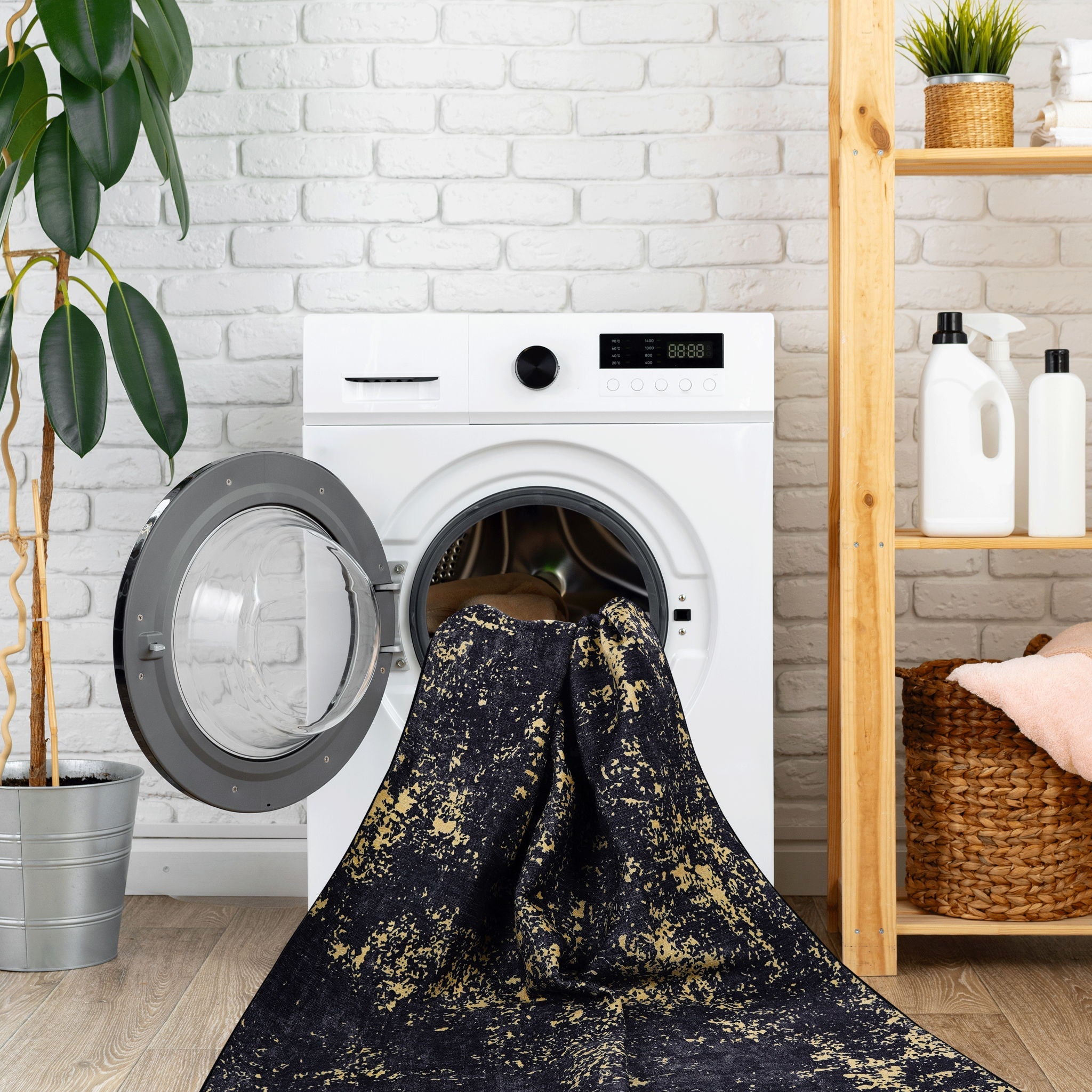 Maval - Abstract Washable Area Rug