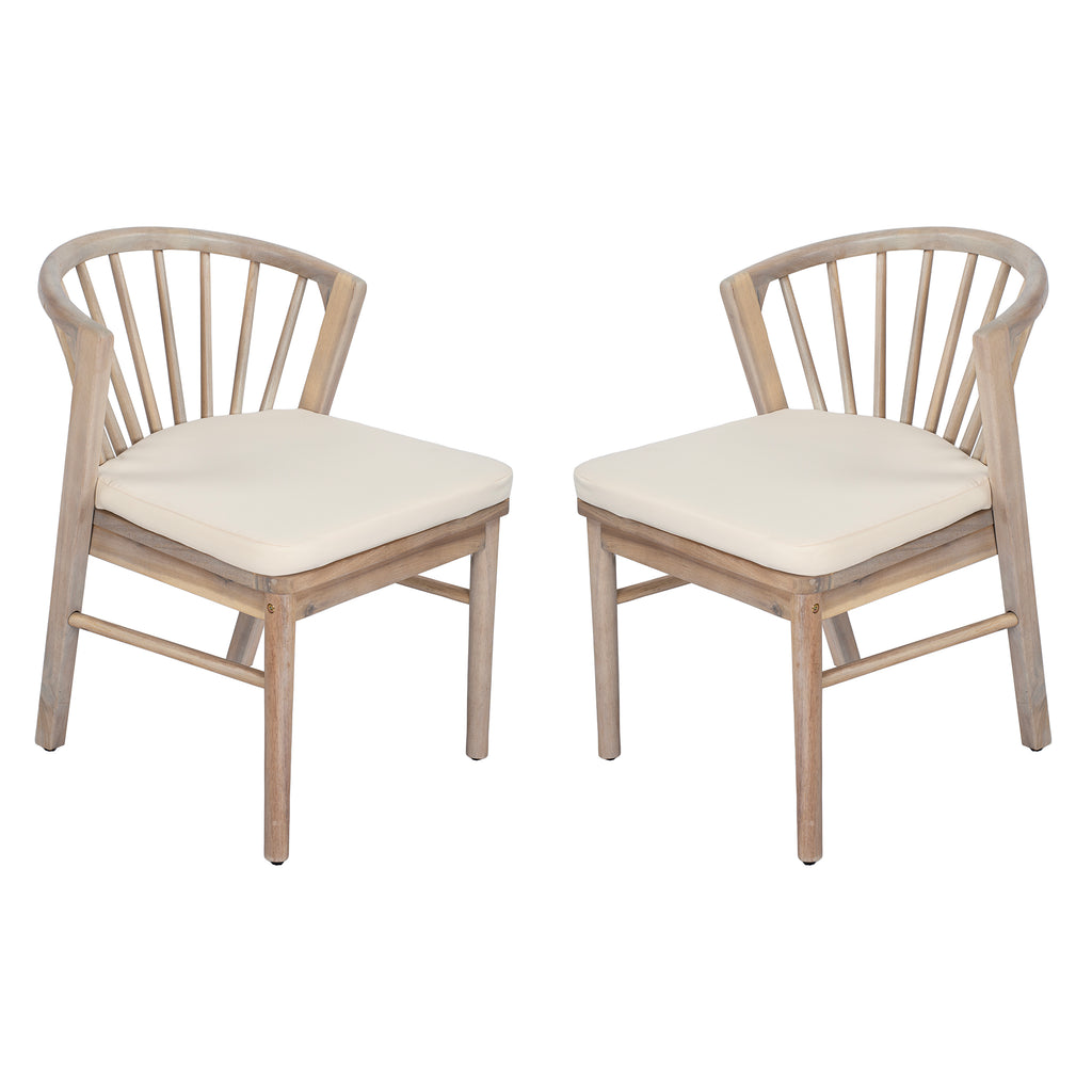 Outdoor Dining Chairs Set of 2, Acacia Wood Patio Chairs