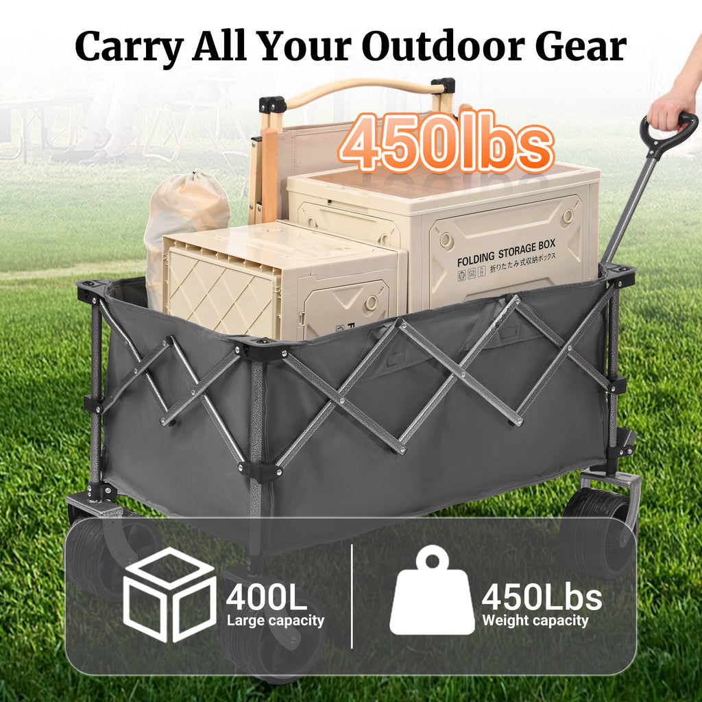 Portable 400L Collapsible Wagon - Folding Cart for All Occasions