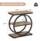 23.6 Inch Narrow 3-Tier End Table with Storage