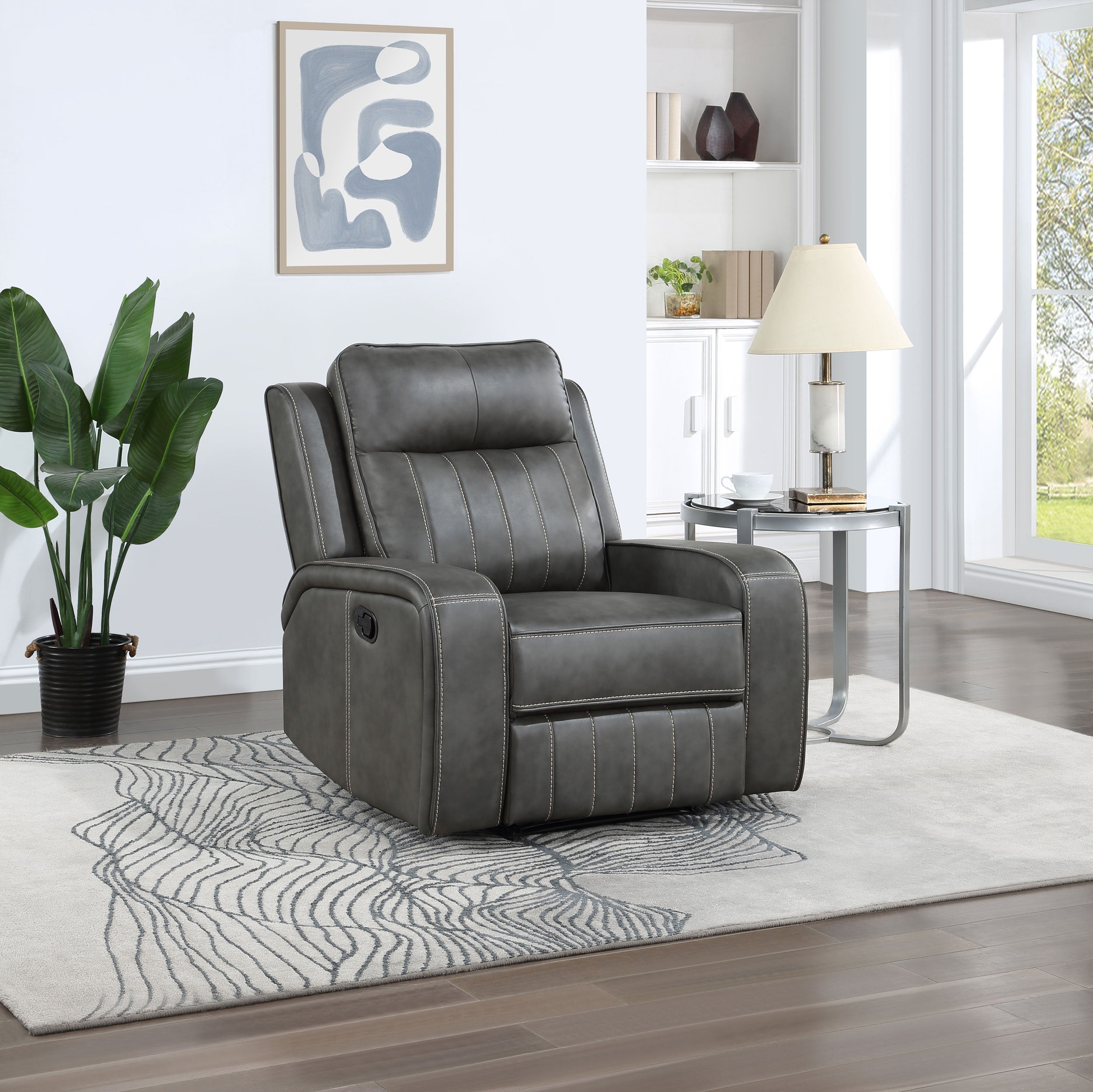Raelynn Upholstered Track Arm Recliner Grey-