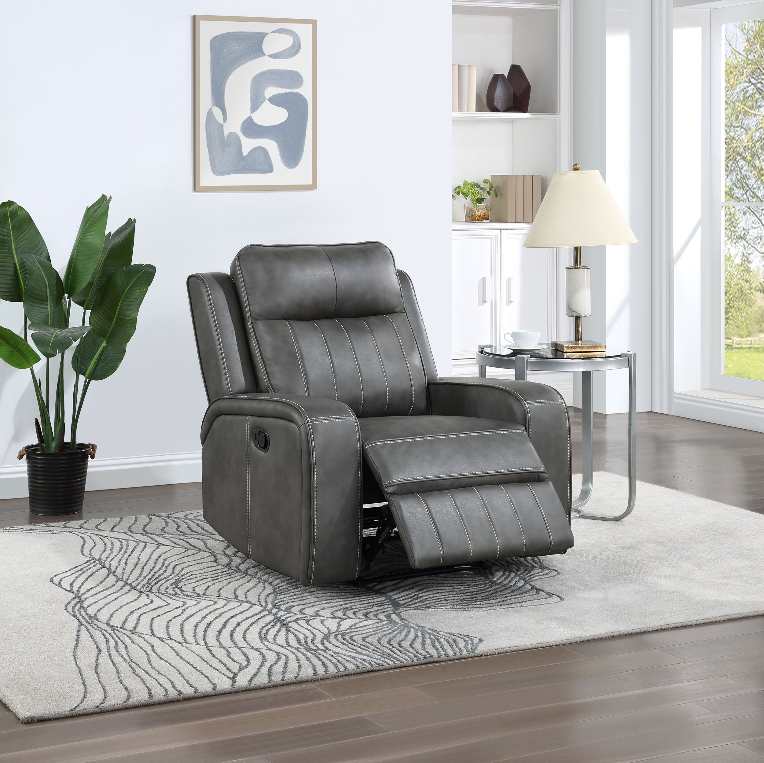 Raelynn Upholstered Track Arm Recliner Grey-