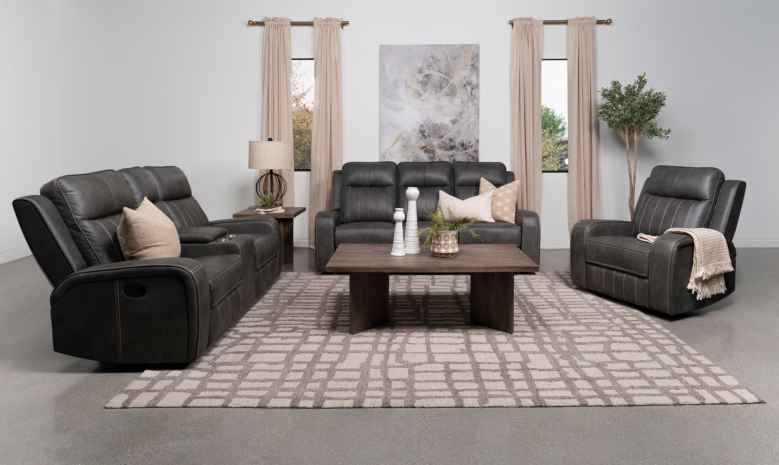 Raelynn Upholstered Track Arm Recliner Grey-