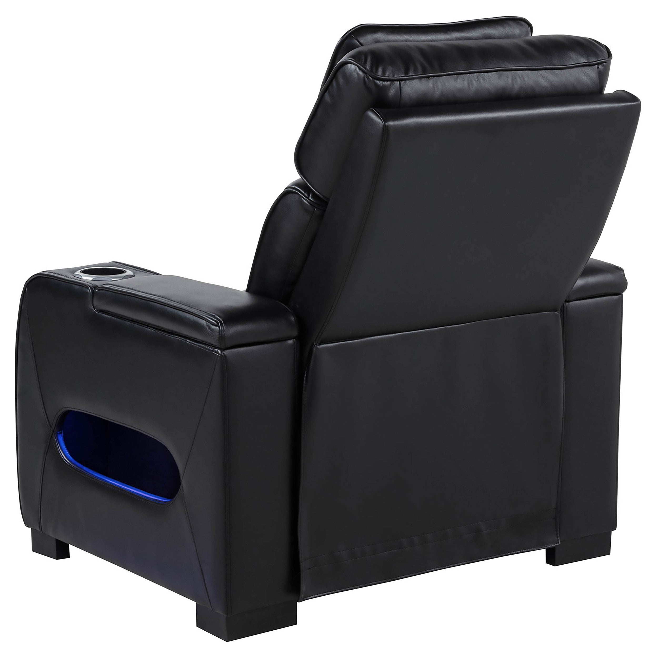 Zuma Faux Leather Upholstered Dual Power LED Recliner Black-