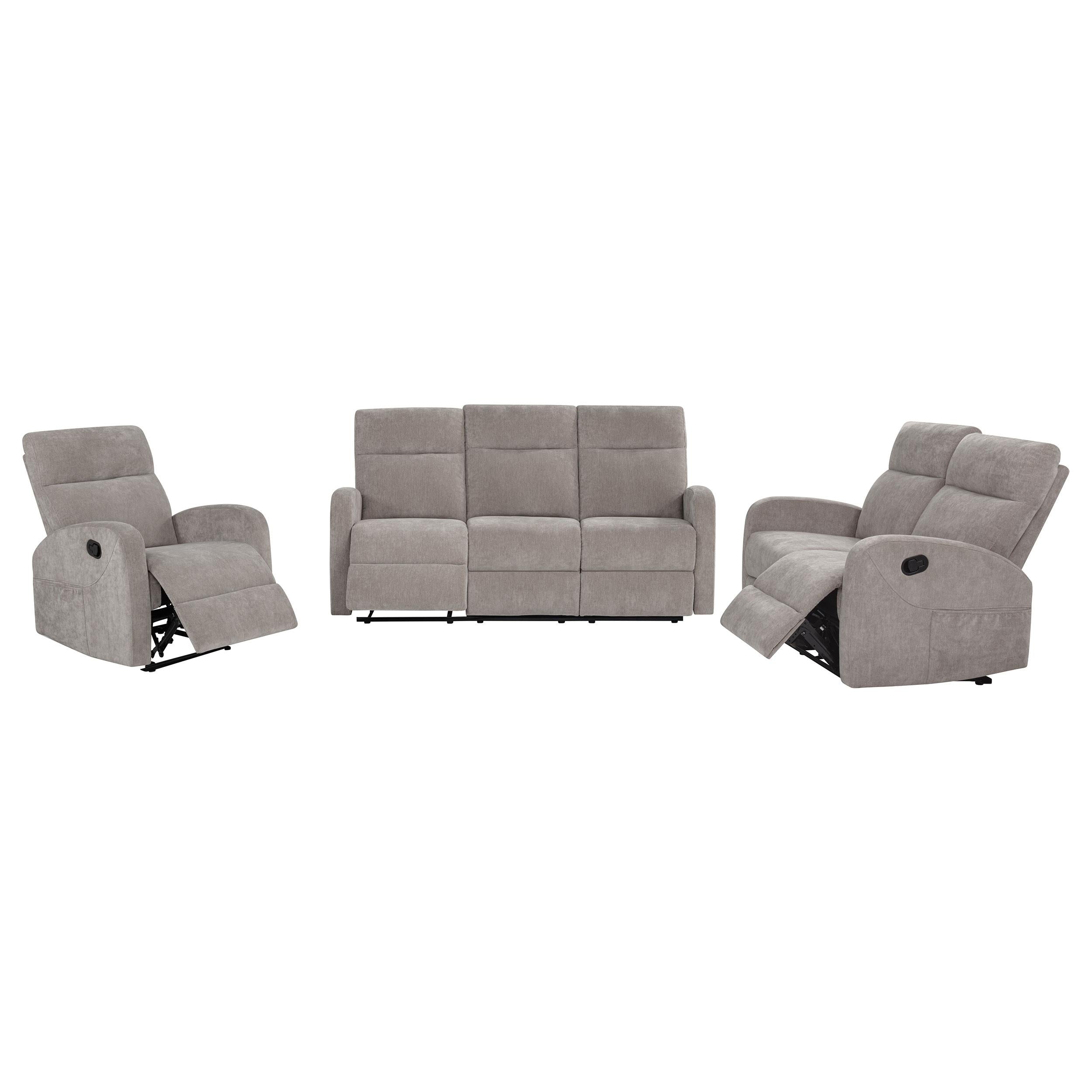 Hamilton Chenille Upholstered Manual Reclining Sofa Sand-