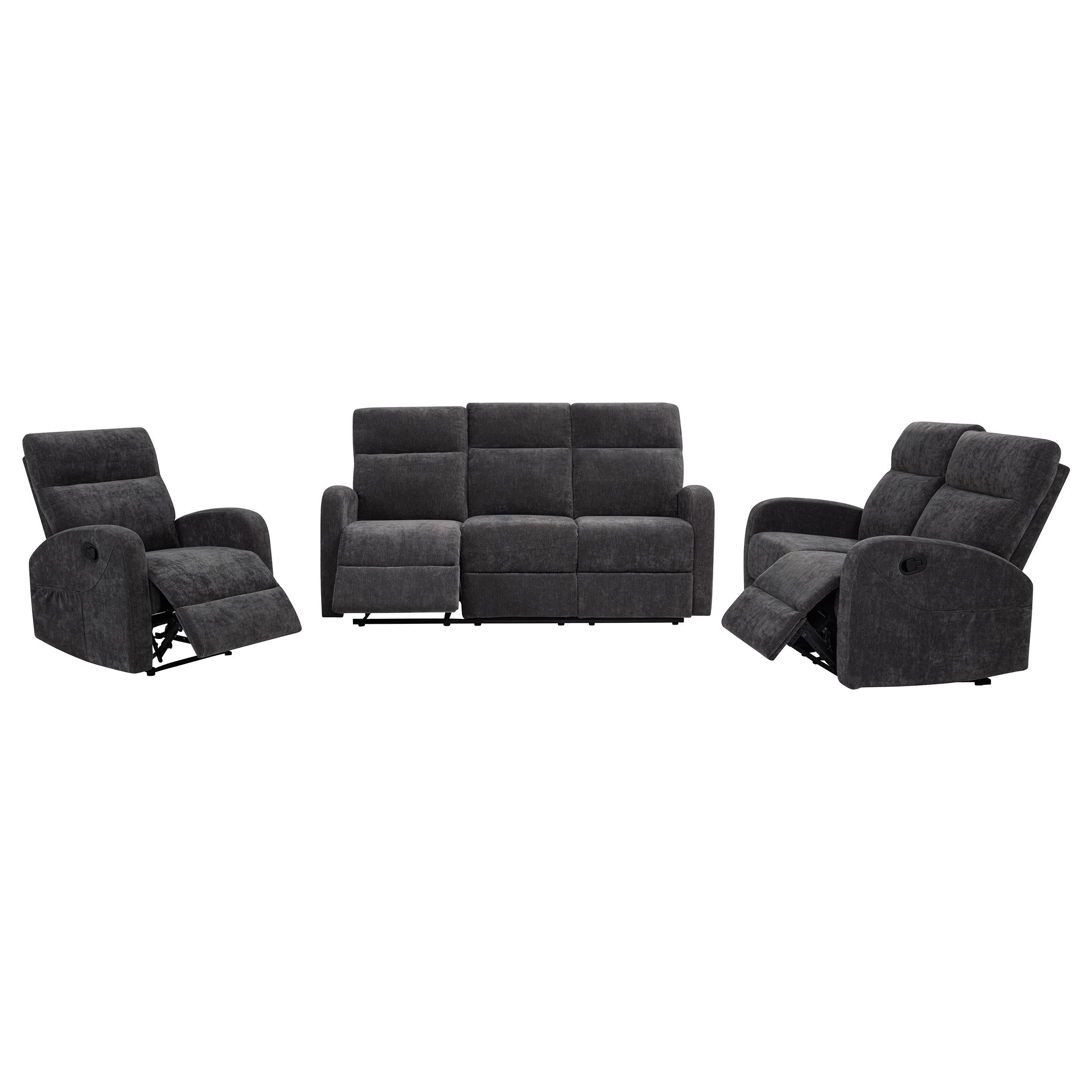 Hamilton Chenille Upholstered Manual Glider Recliner Charcoal Grey-
