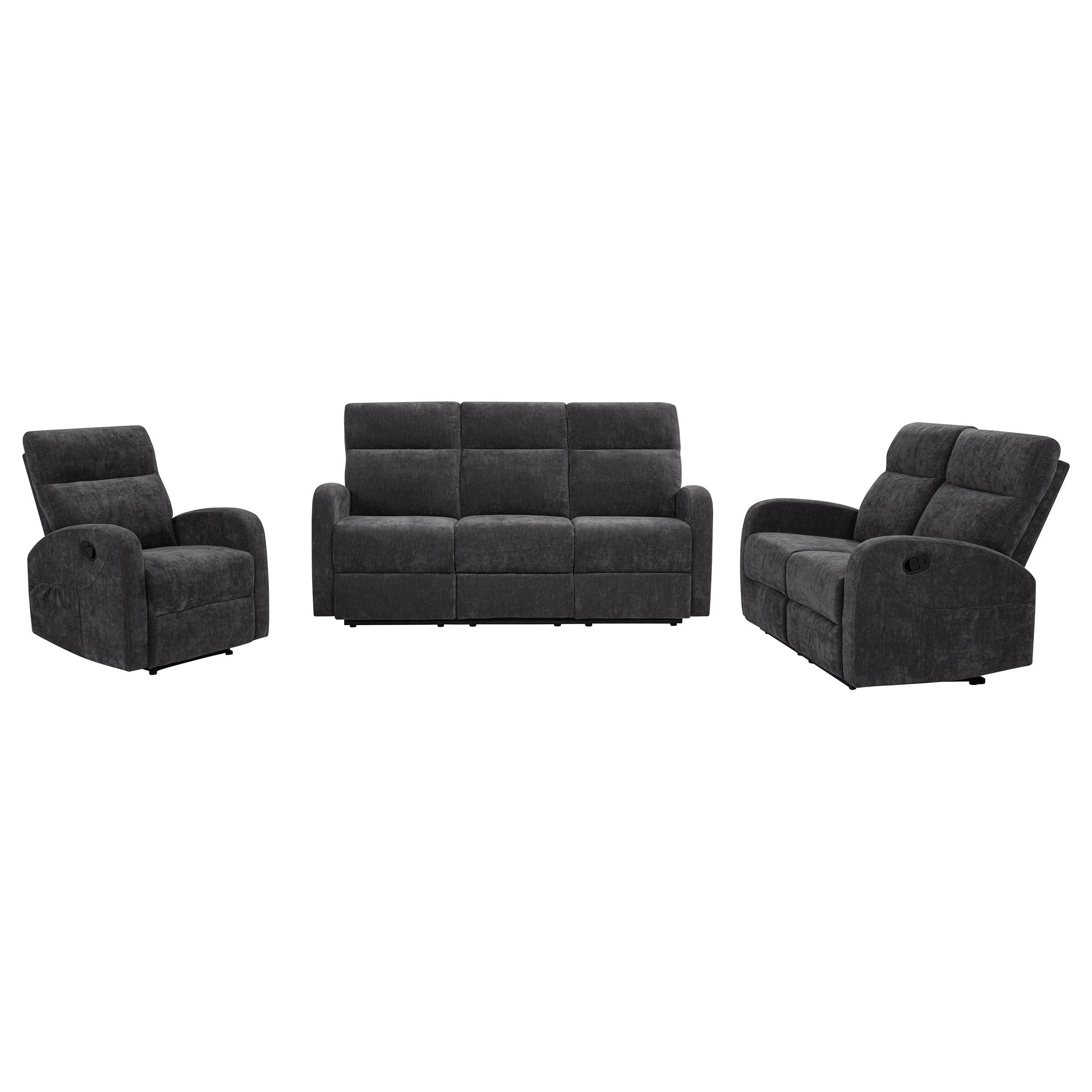 Hamilton Chenille Upholstered Manual Glider Recliner Charcoal Grey-