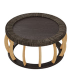 Vintage Rattan Solid Wood Round Coffee Table