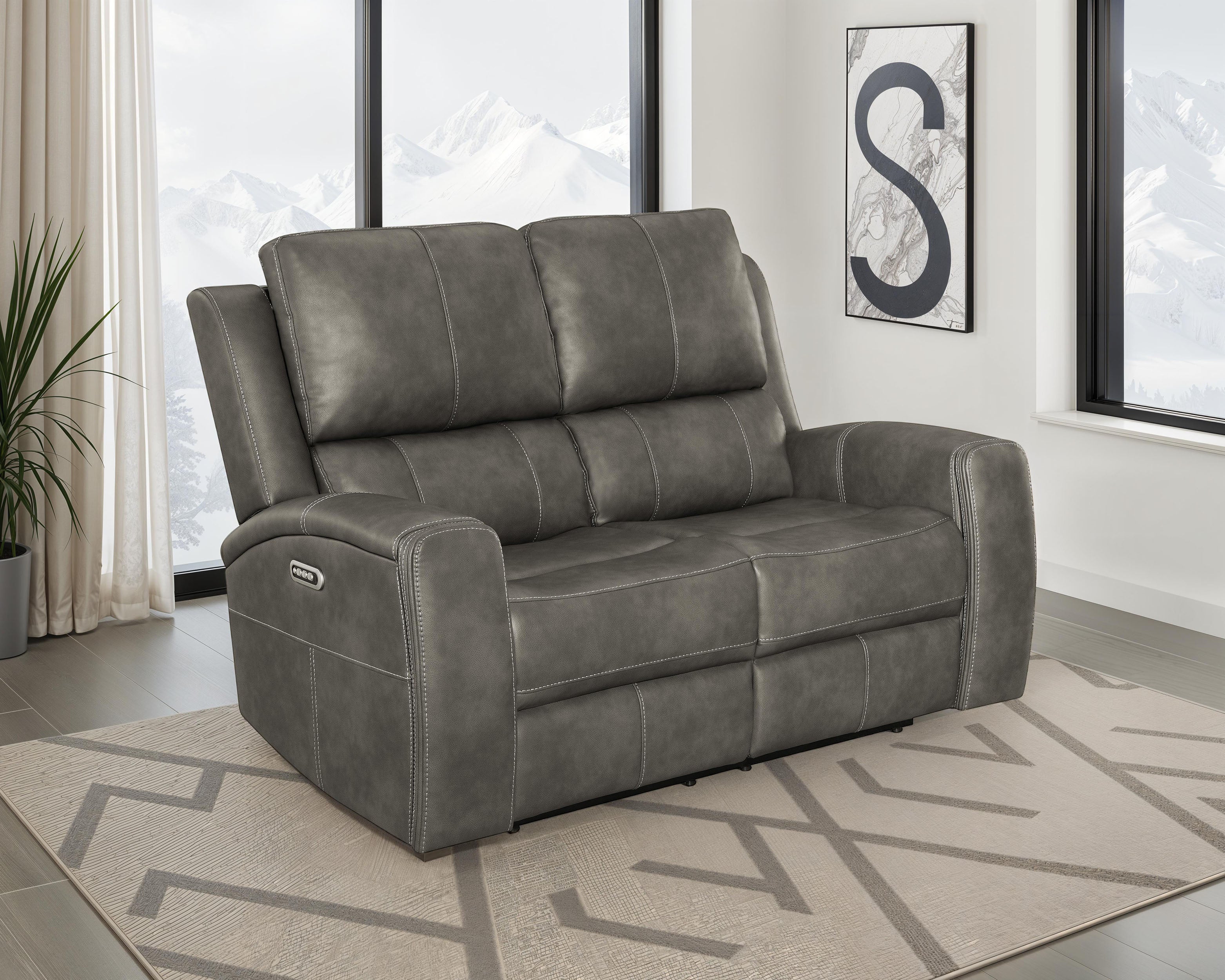 Brickston Triple Power Reclining Loveseat Charcoal-