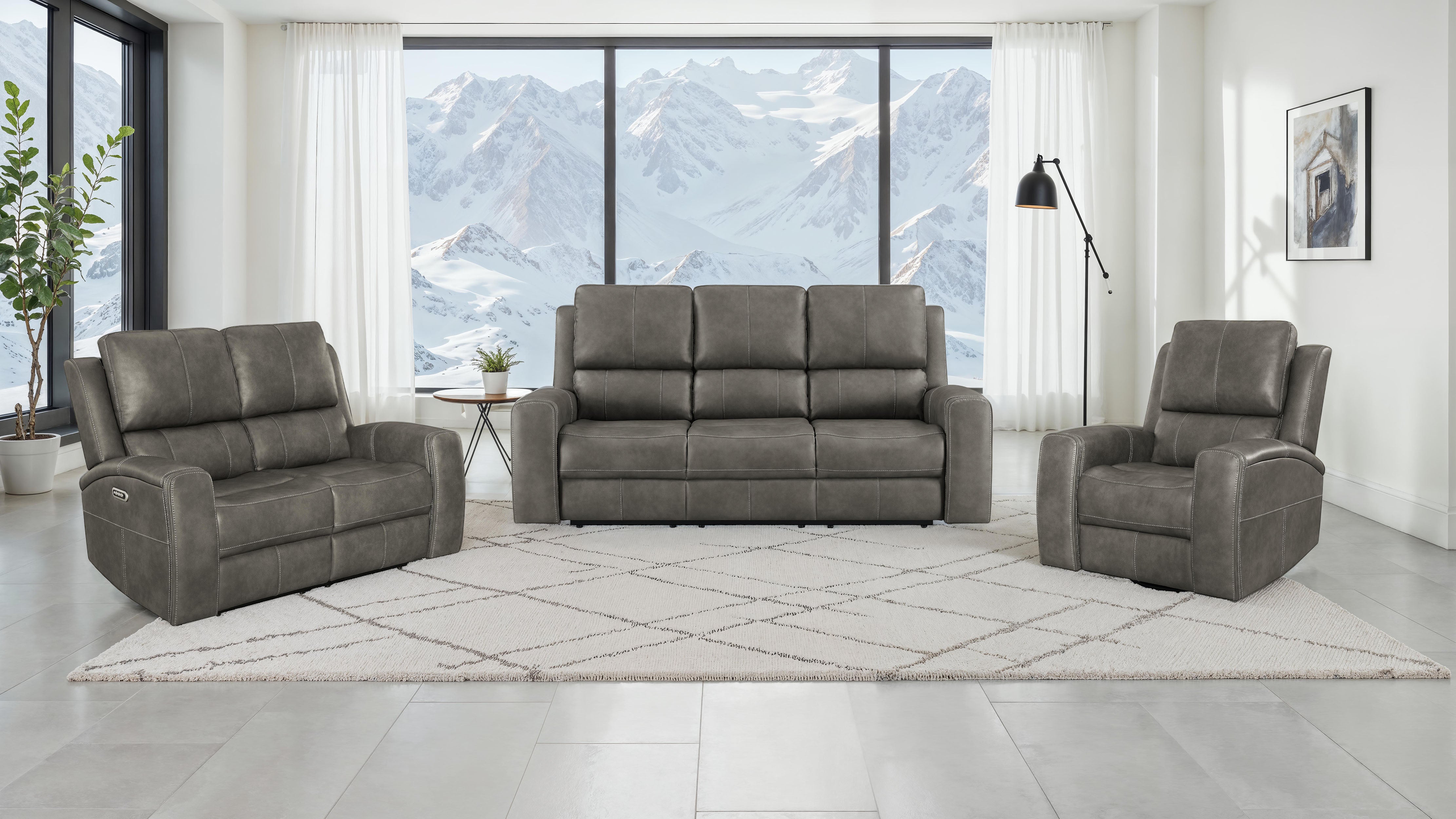 Brickston Triple Power Reclining Loveseat Charcoal-